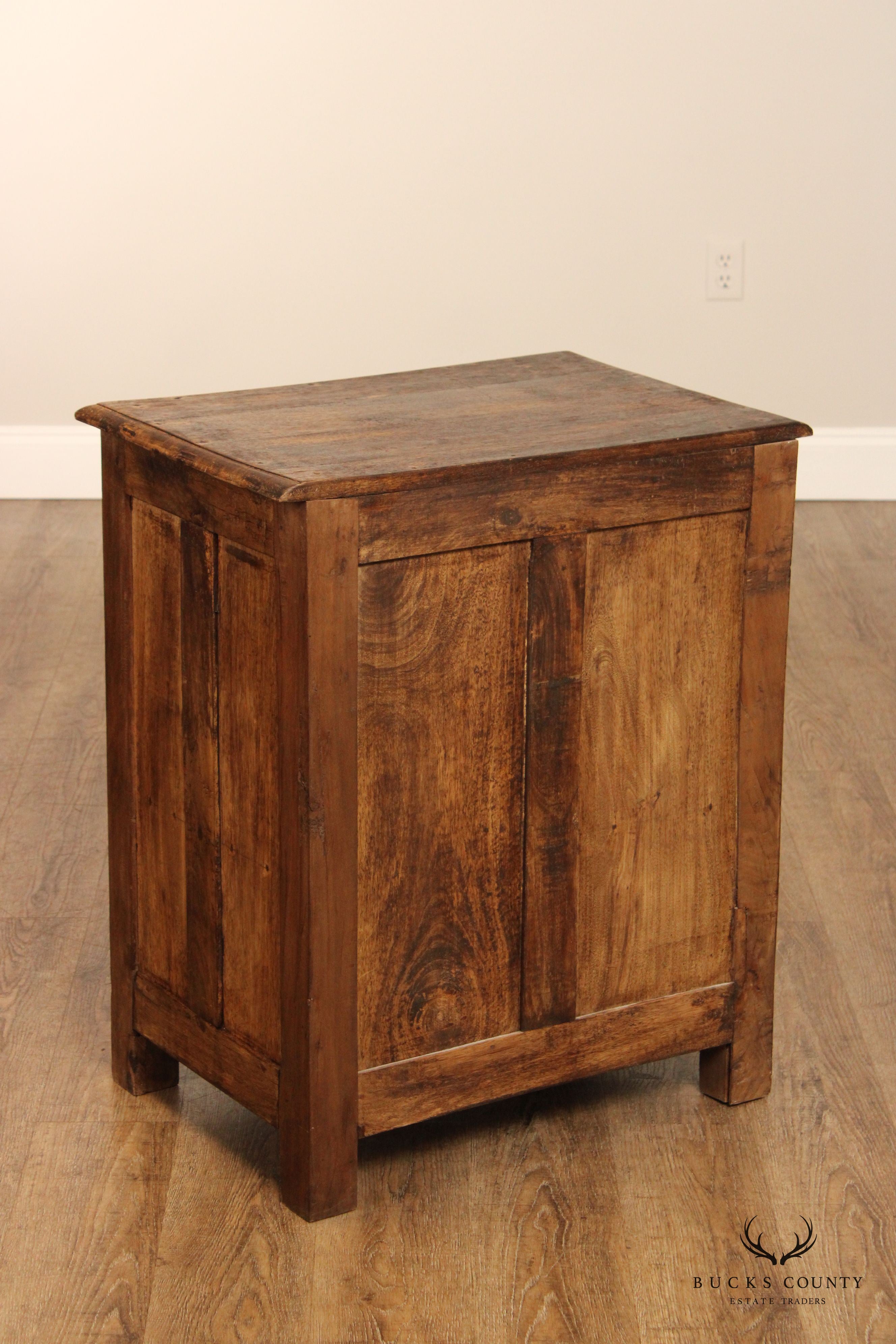 Anglo Indian Carved Panel Nightstand Cabinet