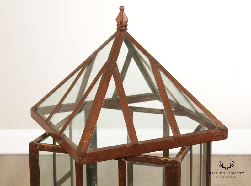 Steel and Glass Frame Greenhouse Terrarium on Stand