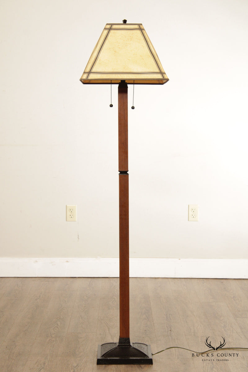 Robert Abbey Arts & Crafts Style Oak Floor Lamp