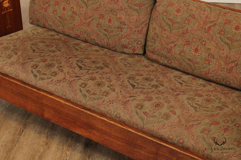 Stickley Mission Collection Oak Harvey Ellis Inlaid Settle Sofa