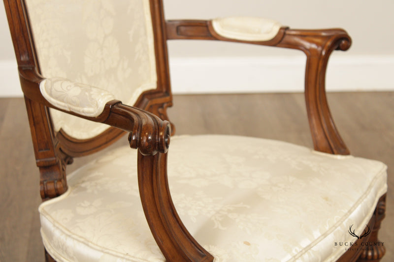Karges French Louis XVI Style Set Four Walnut Dining Chairs