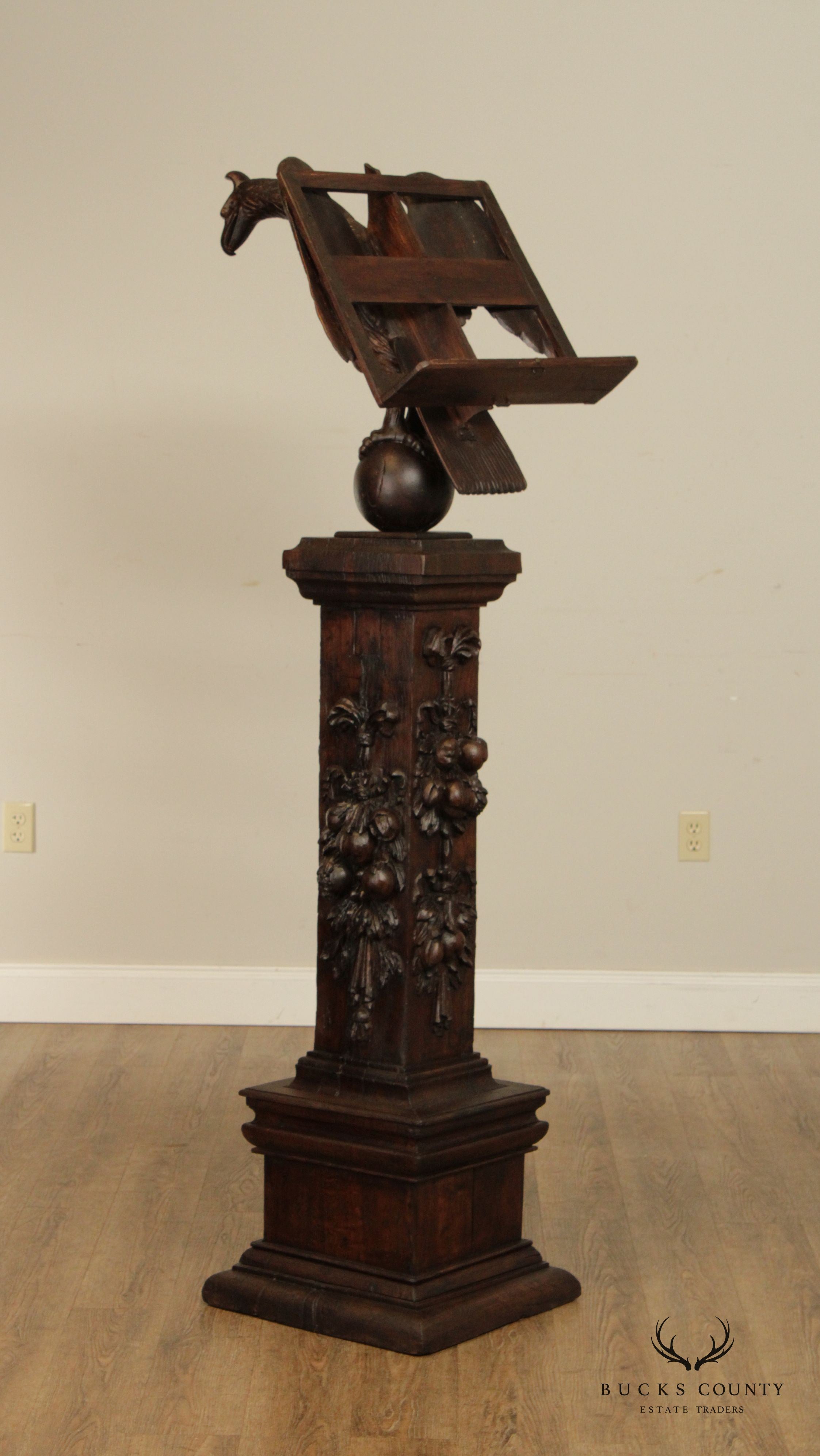 Antique 18th Century Black Forest Style Eagle Carved Oak and Pine Lectern