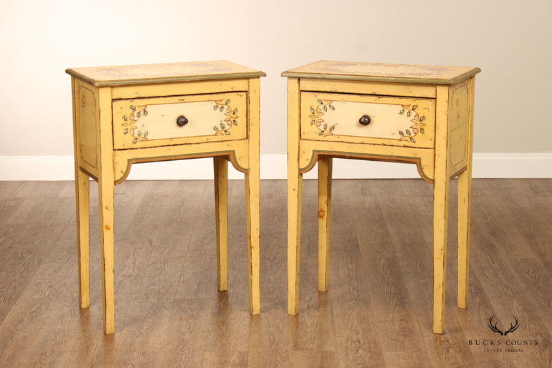 Eddy West Pair of Farmhouse Painted Pine Nightstands