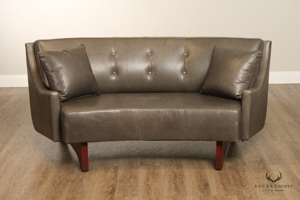 Stickley High Line Collection Curved Leather Settee Sofa