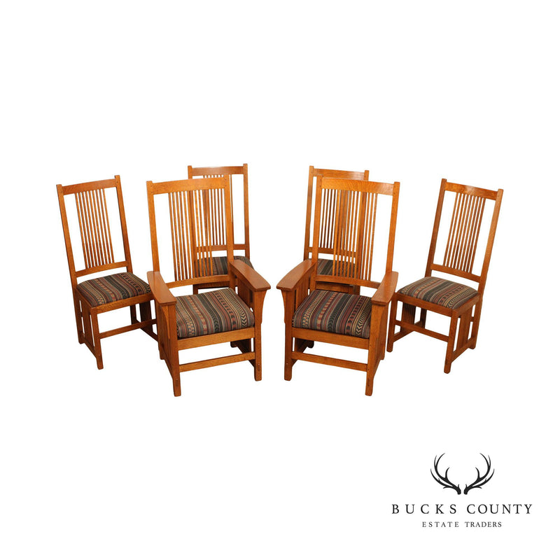 Stickley Mission Collection Set of Six Oak Spindle Dining Chairs