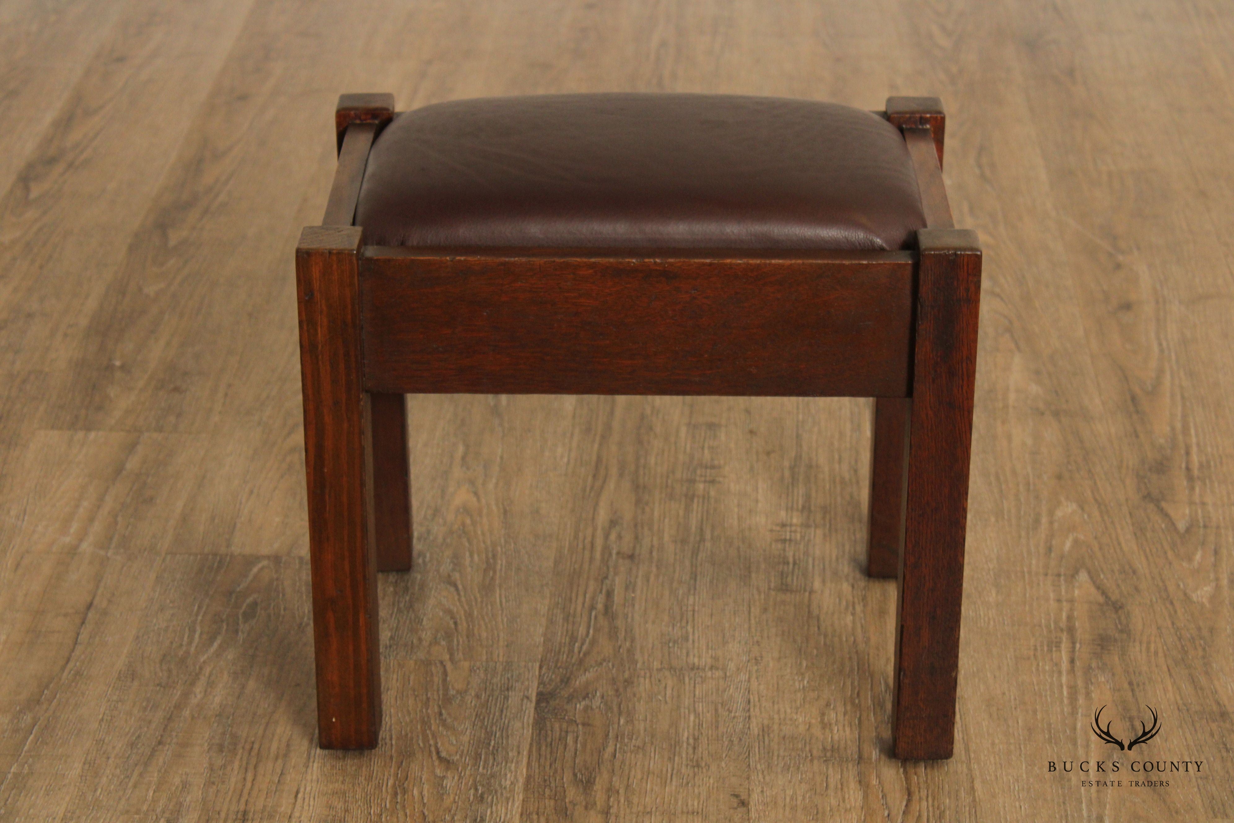 Stickley Brothers Mission Oak and Leather Footstool