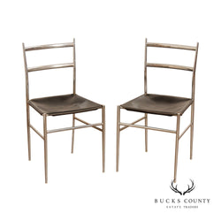 Gio Ponti Mid Century Modern Pair of 'Superleggera' Side Chairs