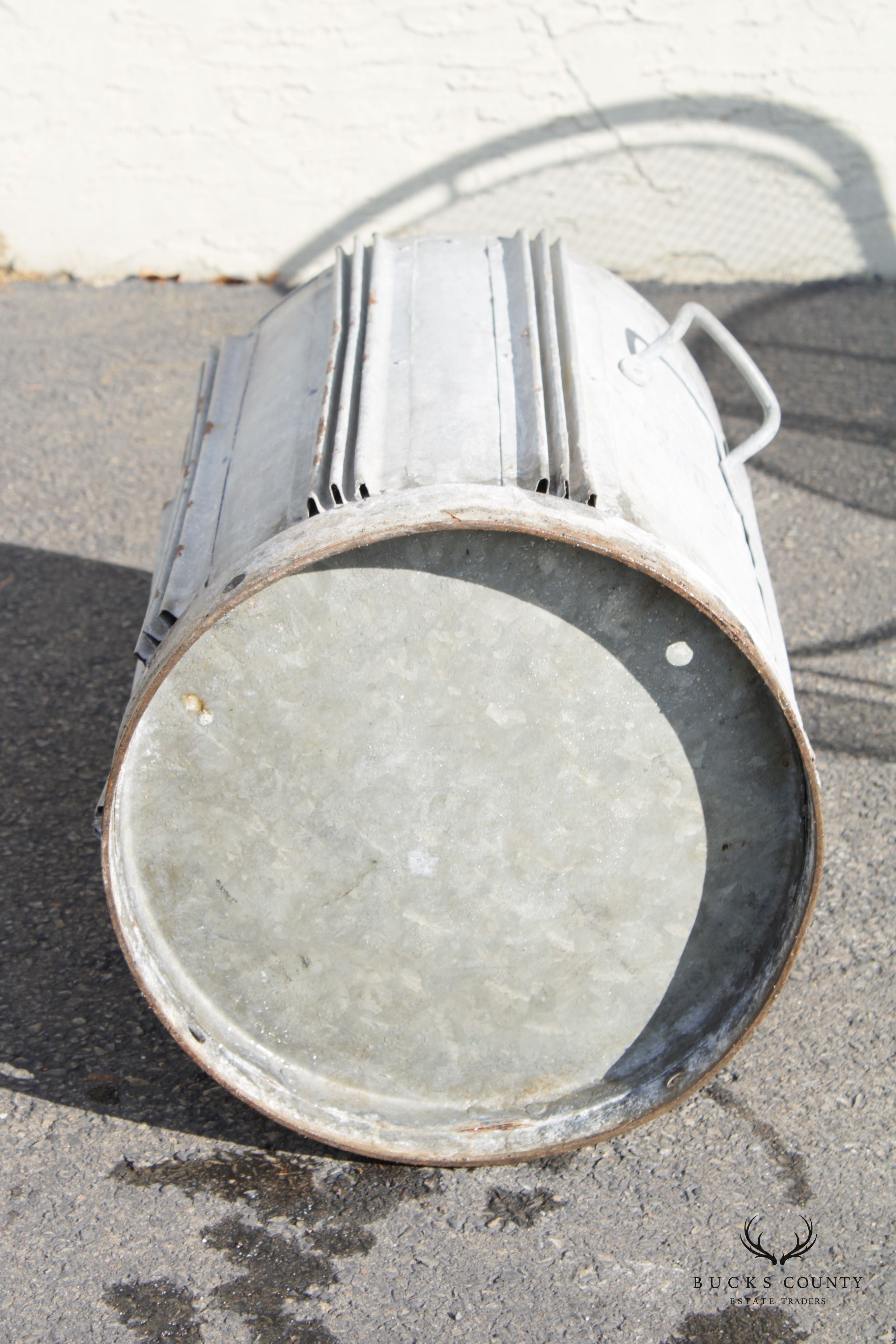 Vintage Steel Trash Can or Hot Coal Bin