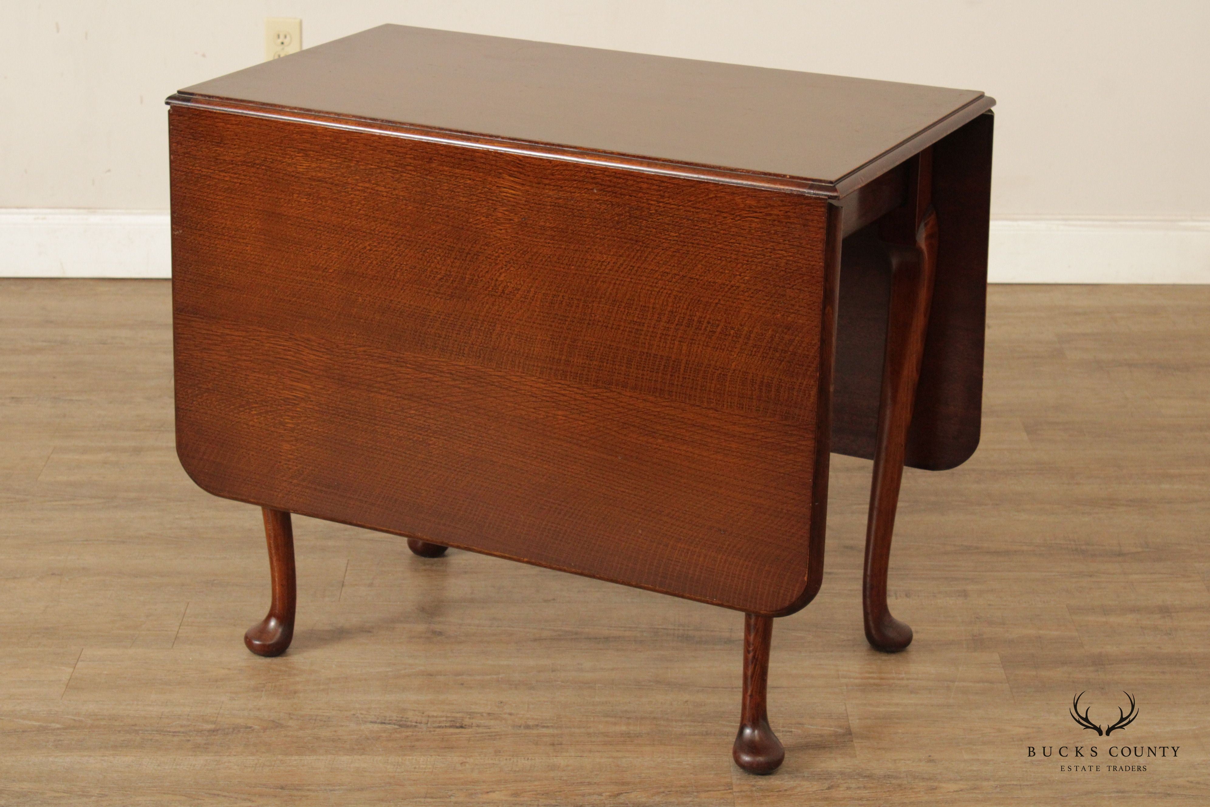 Sutcliffe of Todmorden Queen Anne Style English Oak Drop-Leaf Table