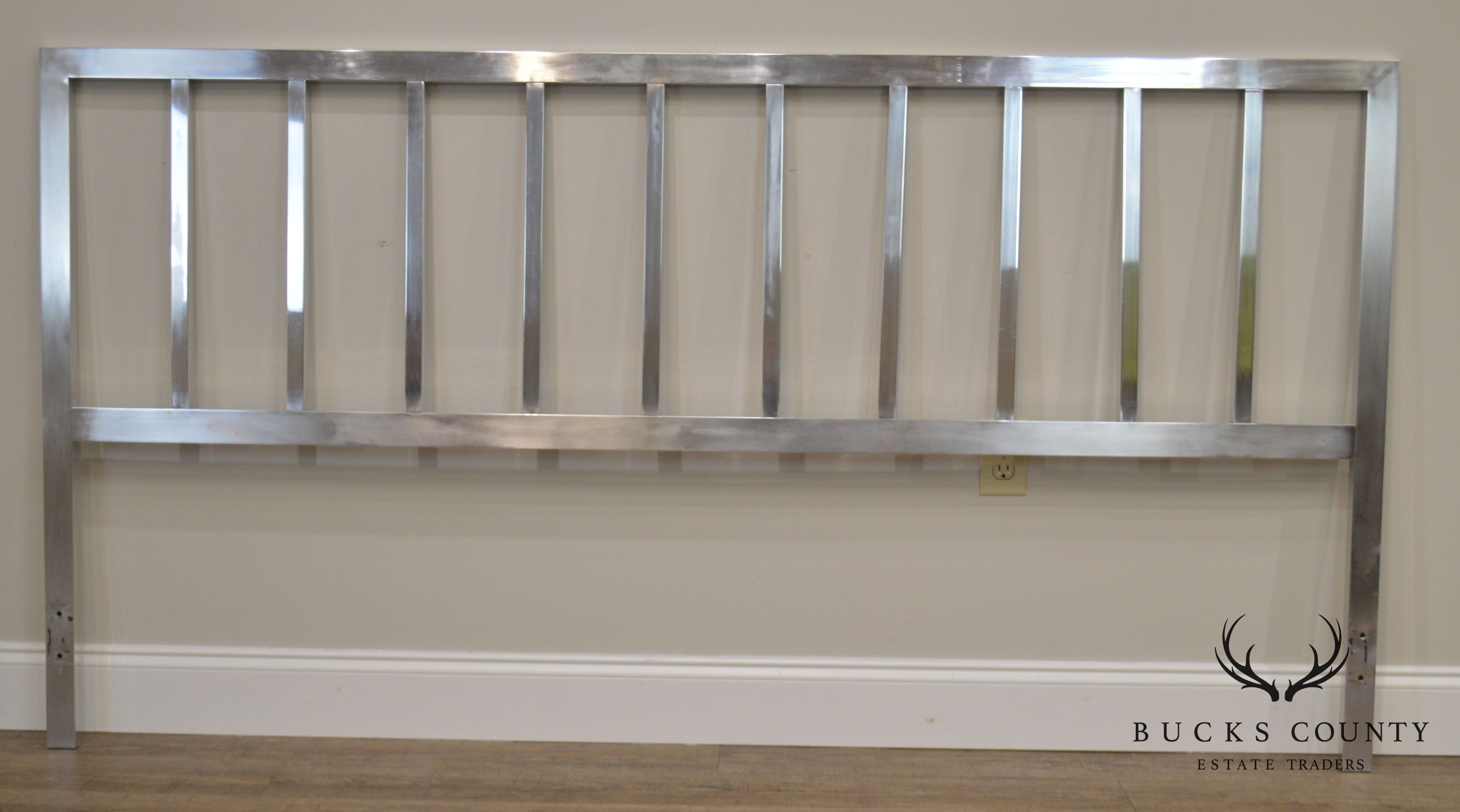 Mid Century Modern Polished Aluminum King Headboard