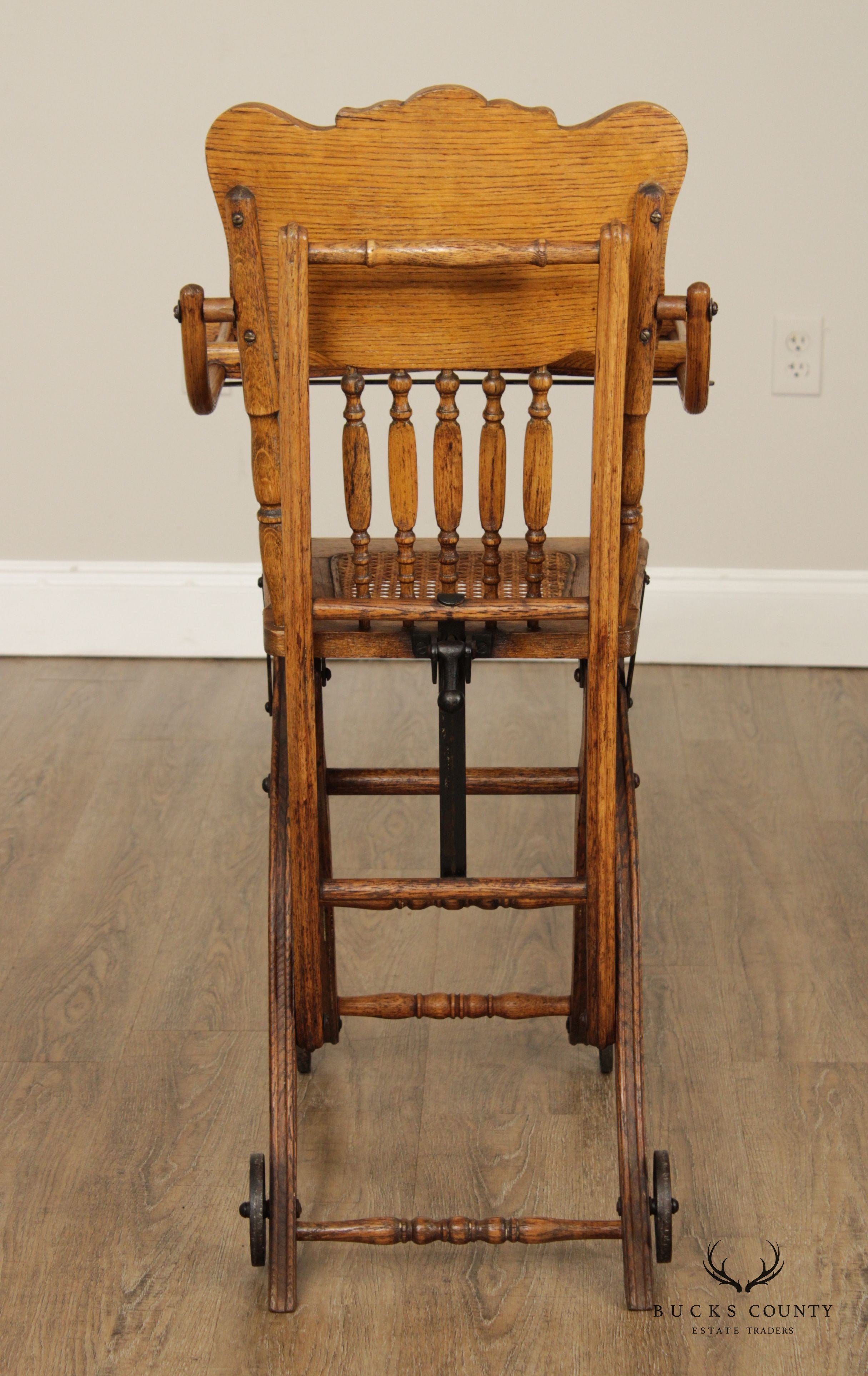 Antique Victorian Oak Combination High Chair