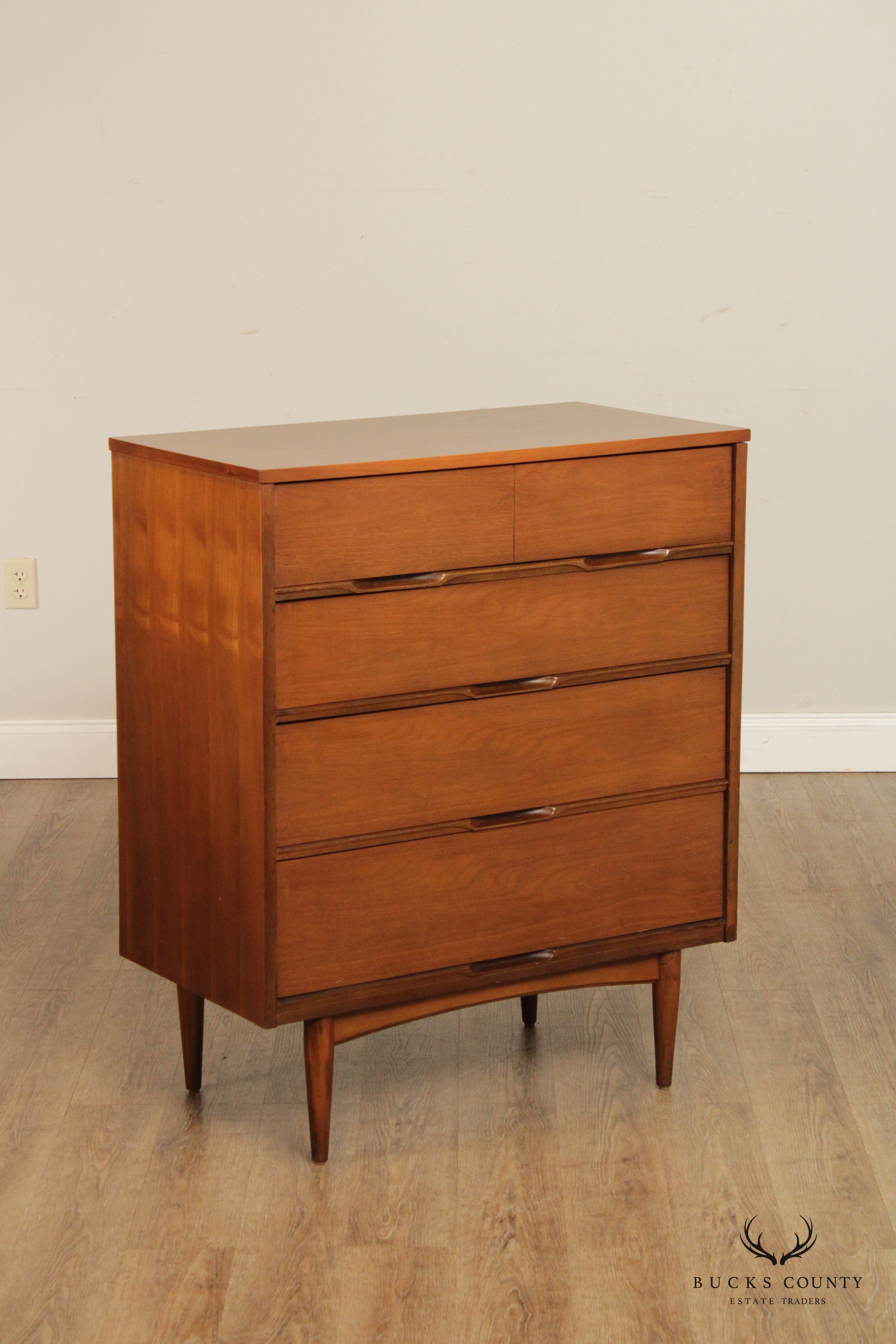 Mid Century Modern Walnut High Chest of Drawers