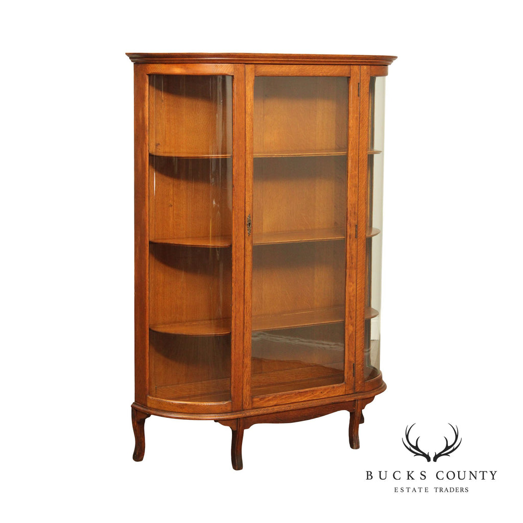 Curved Glass Antique Bow Front Curio Cabinet