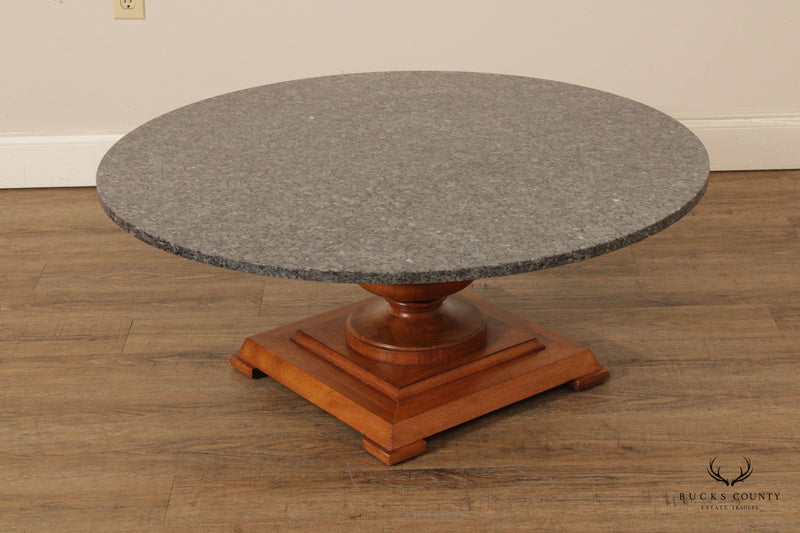 French Style Round Granite Top Pedestal Cocktail Table