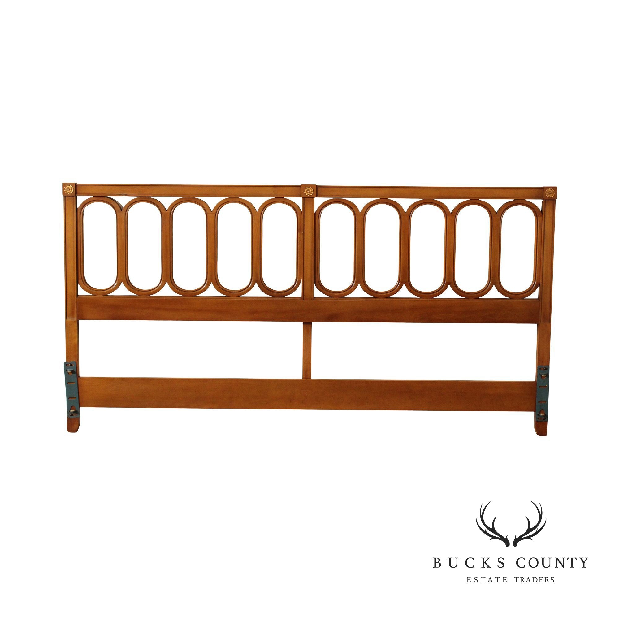 Regency Style Mid Century King Size Fruitwood Headboard