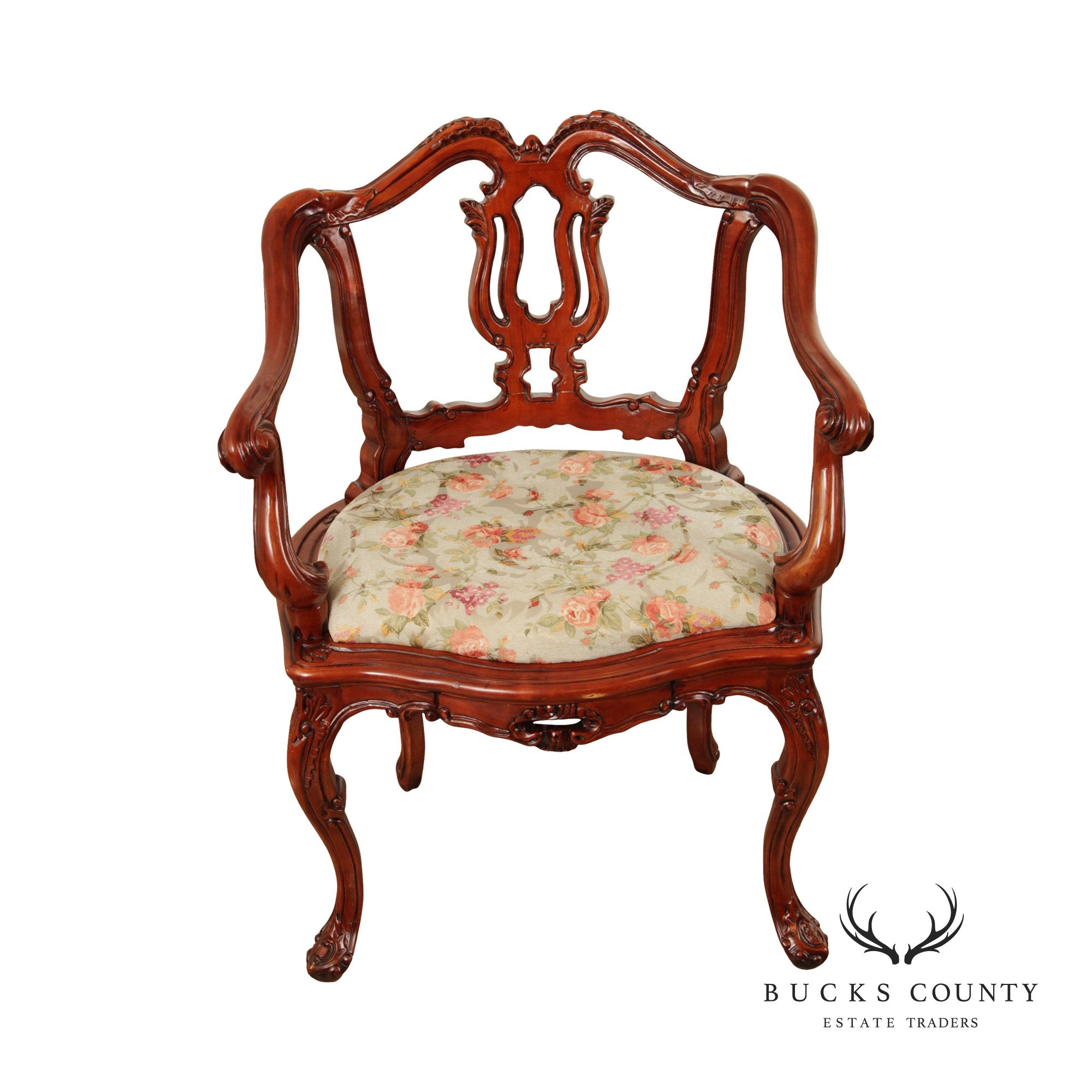 Italian Rococo Style Carved Frame Armchair