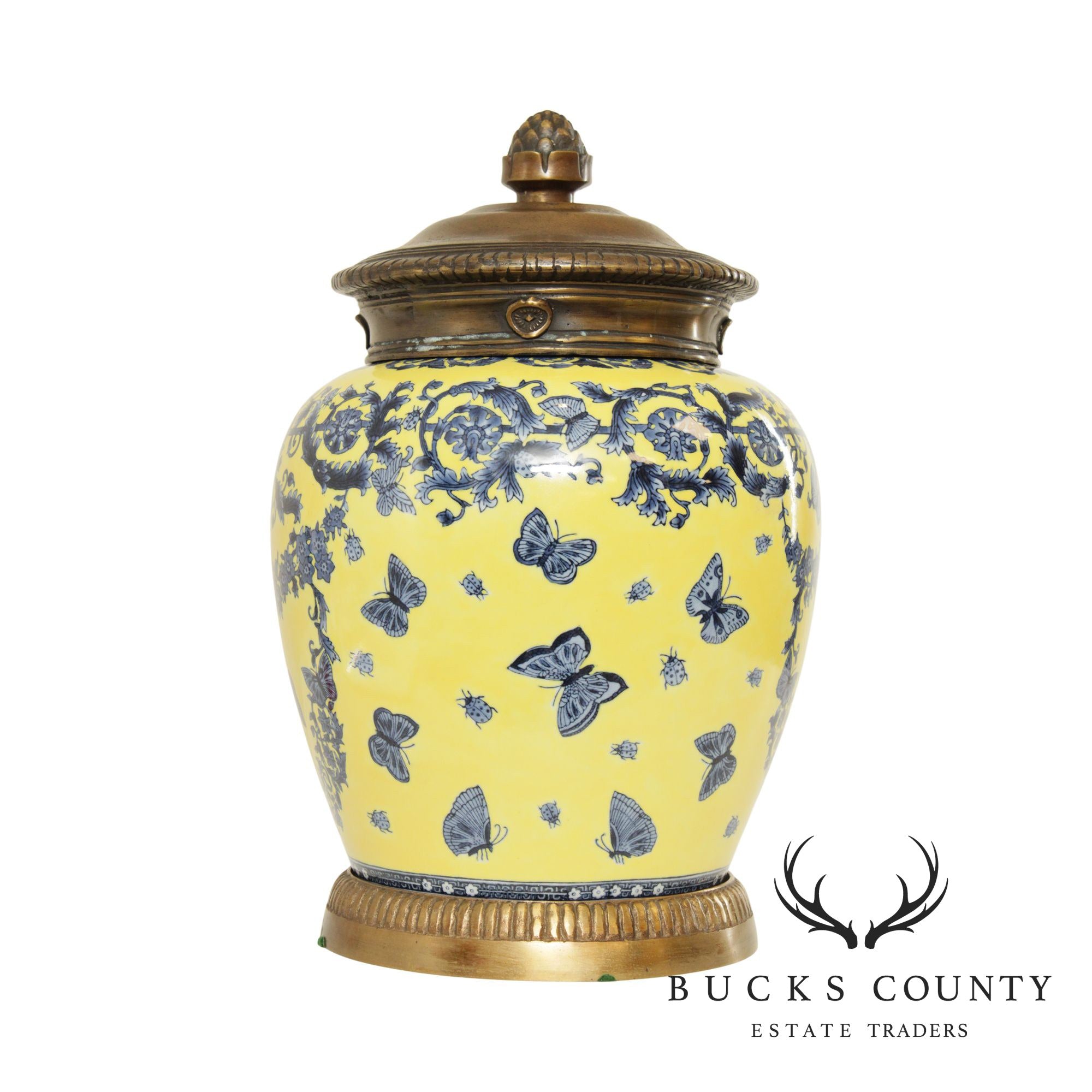 Chinese Porcelain Brass Mounted Urn