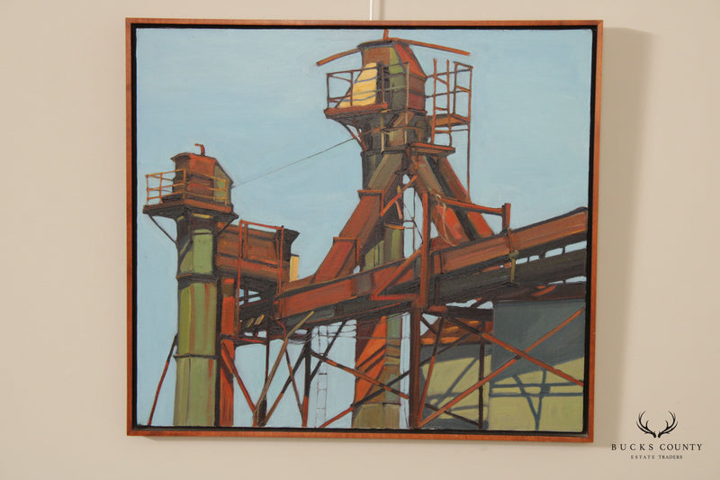 Contemporary Industrial 'Conjunction' Original Oil Painting by Hale Allen