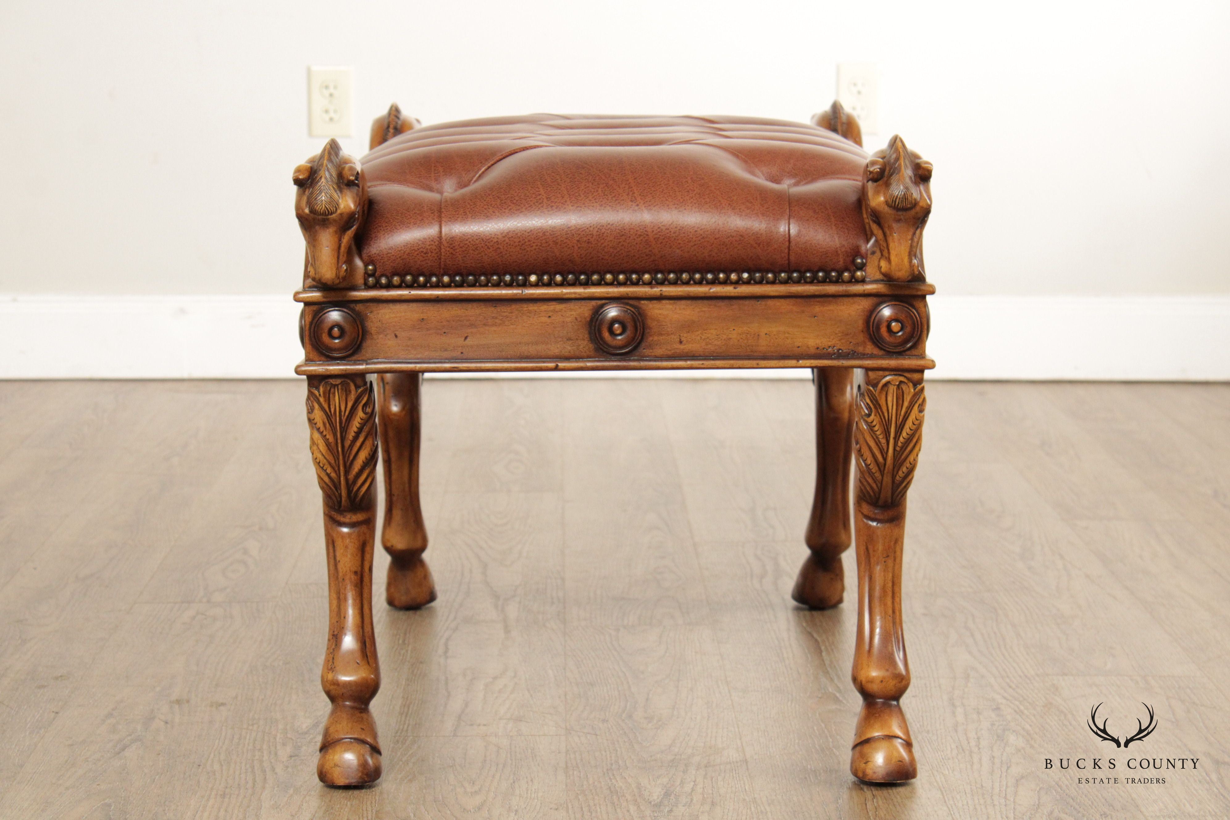 Theodore Alexander Tufted Leather Horse Head Stool