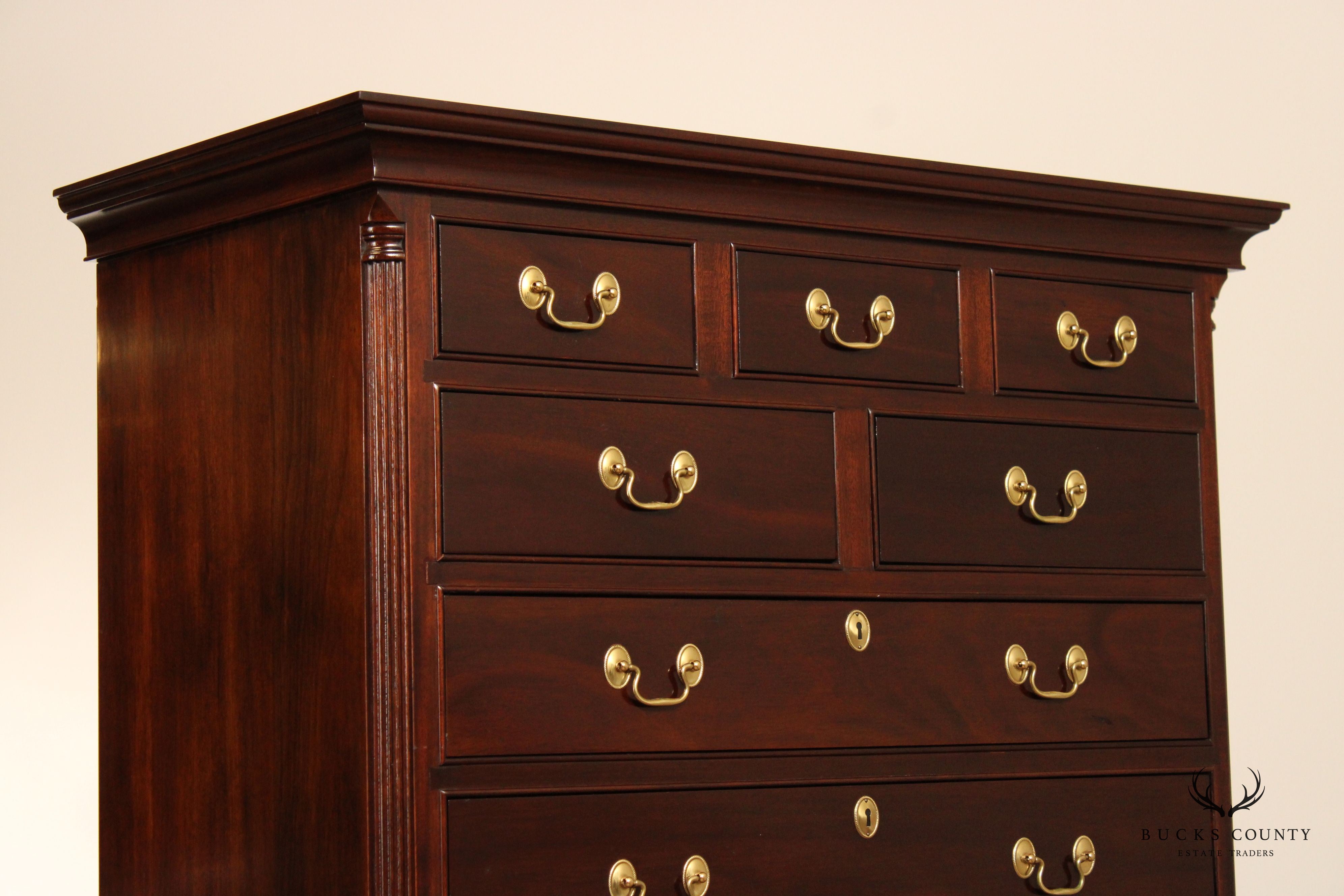 Stickley Chippendale Style Mahogany Tall Chest of Drawers