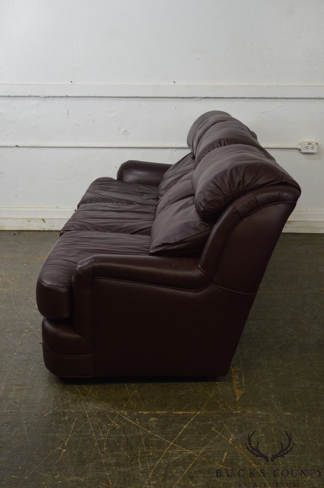 Classic Quality Leather Plum Sofa