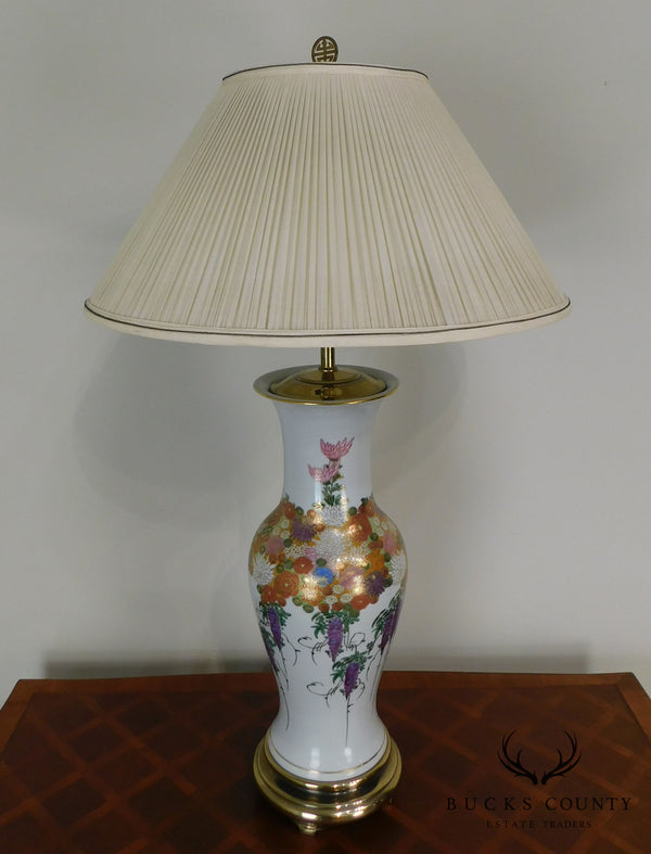 Quality Asian Style Floral Porcelain Table Lamp