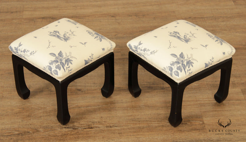 Chinese Ming Style Pair of Upholstered Stools or Benches