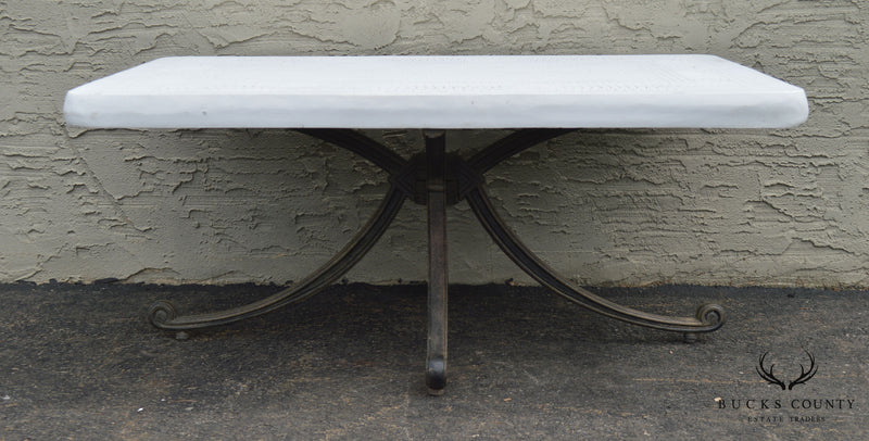 Quality Cast Aluminum & Faux Stone Top Patio Coffee or Coctail Table