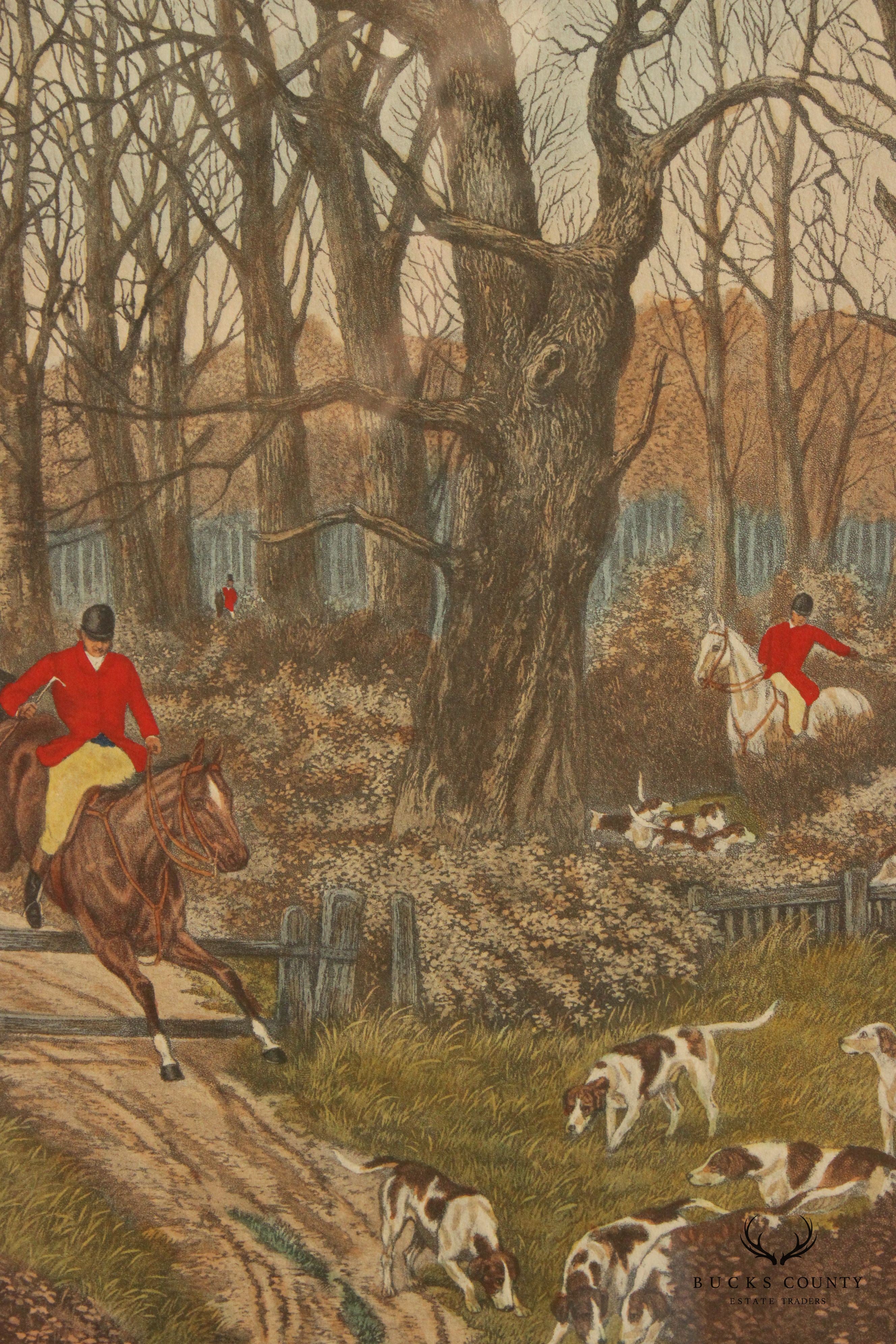 English Pair Hunting Scene Colored Prints, After W. H. Tuck