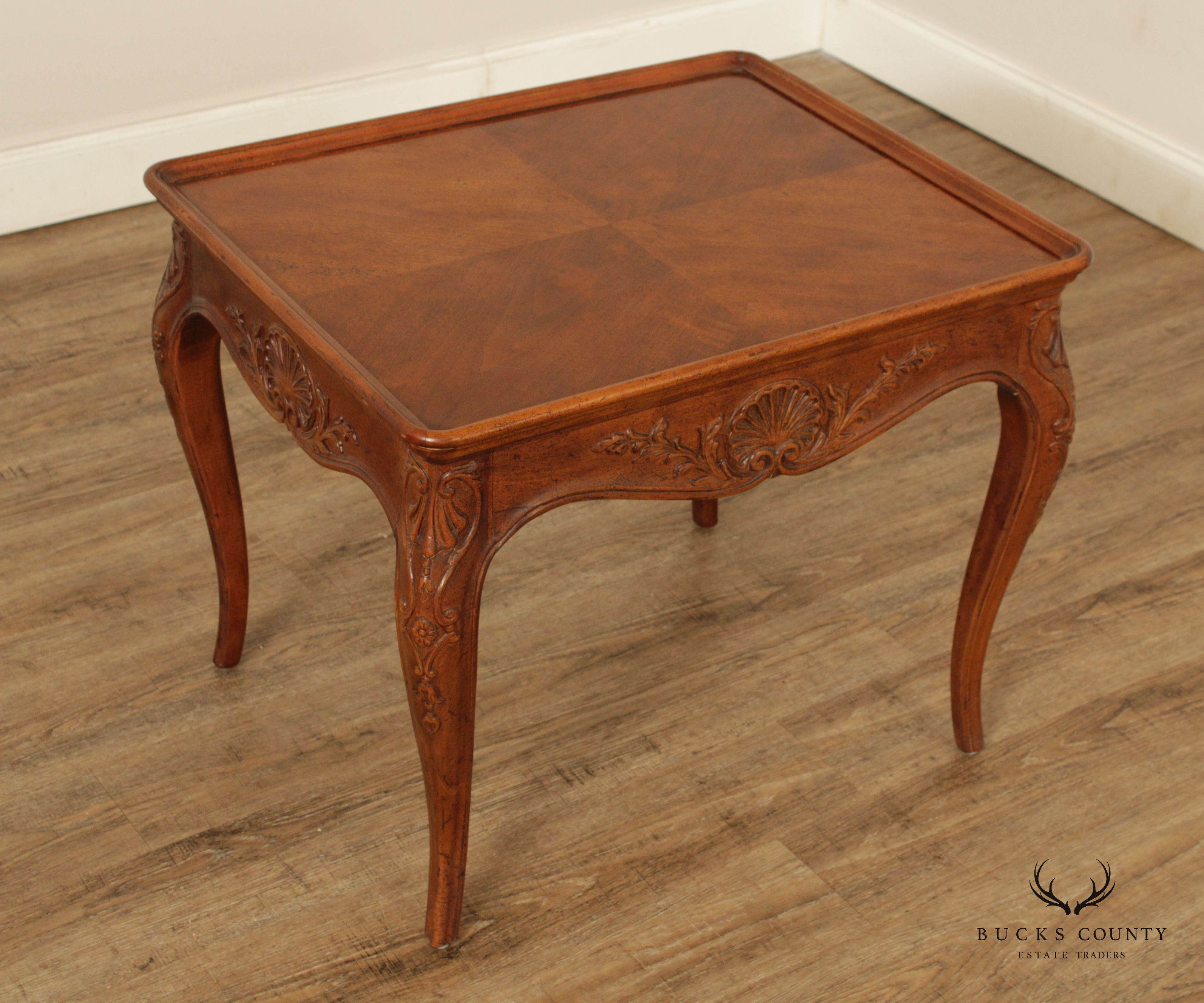 Henredon French Provincial Style Carved Walnut Side Table