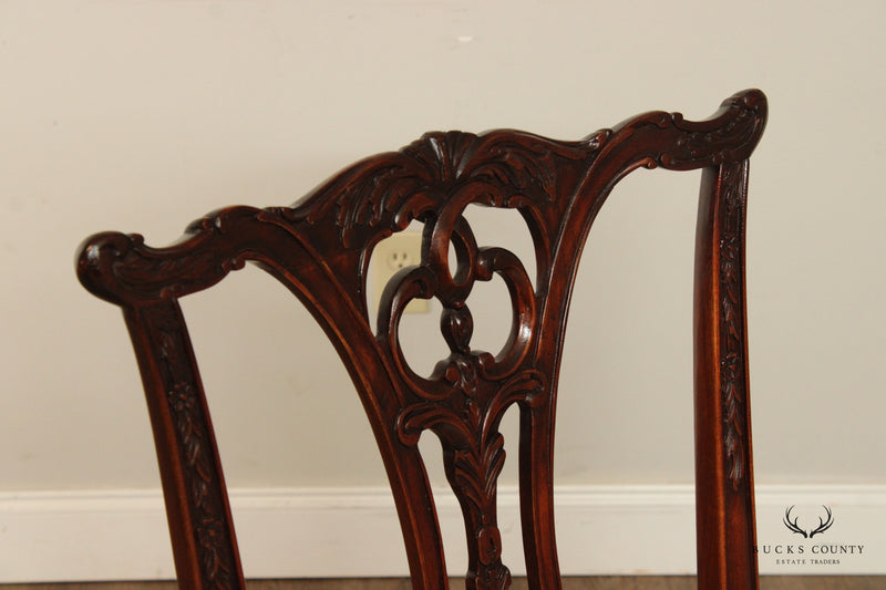Bevan Funnell Reprodux Chippendale Style Set of Eight Carved Mahogany Dining Chairs