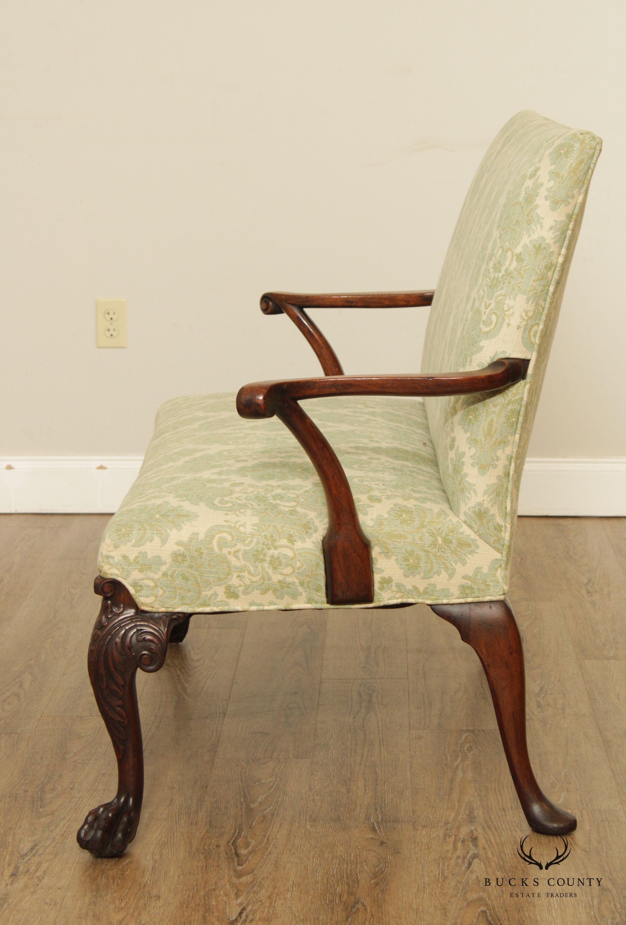 Antique Irish Georgian Style Mahogany Settee