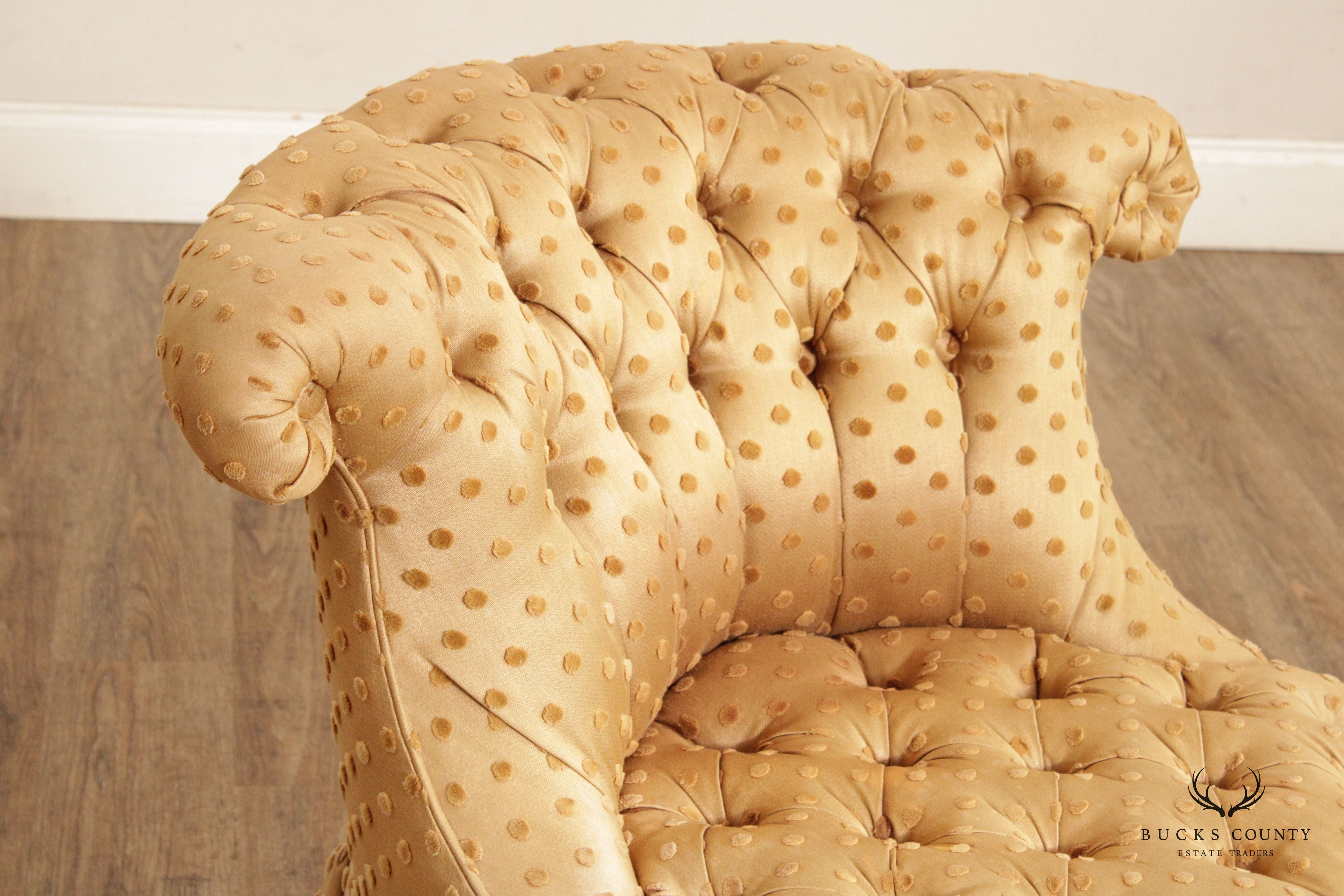 Baker Vintage Custom Tufted Upholstered Boudoir Chair