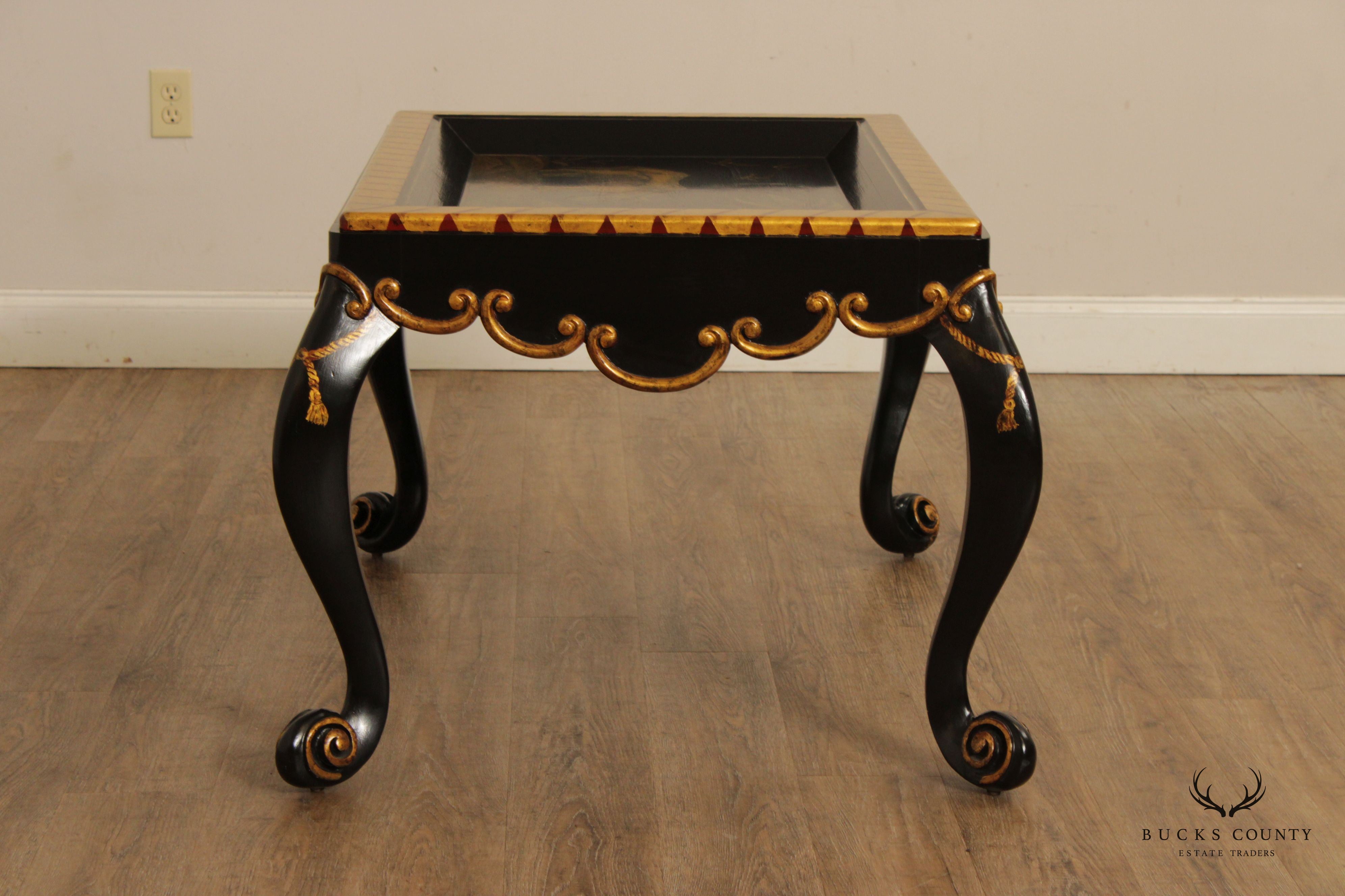 Italian Louis XV Style Ebonized and Partial Gilt Coffee Table