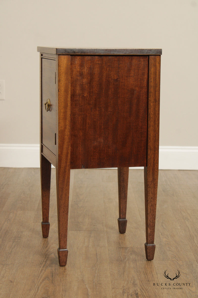 1940's Federal Hepplewhite Style Inlaid Mahogany Cabinet Nightstand