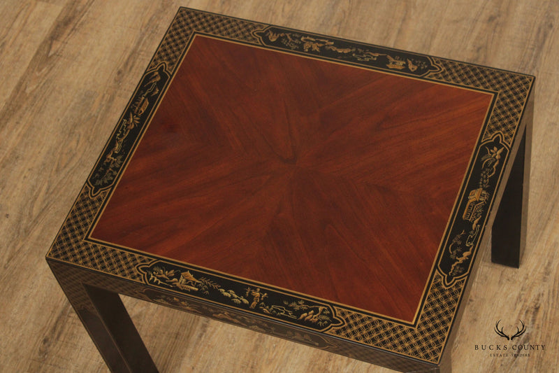 Drexel Etcetera Pair Chinoiserie Lacquered End Tables