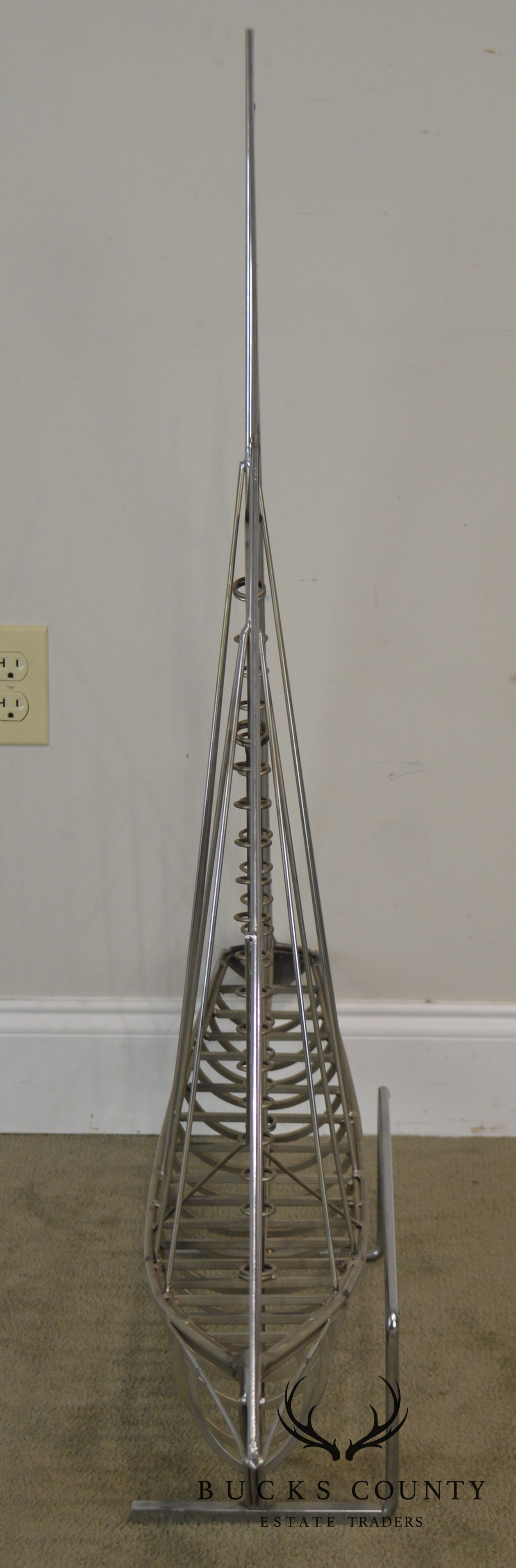 Curtis Jere Large Metal Sailboat Ship Sculpture