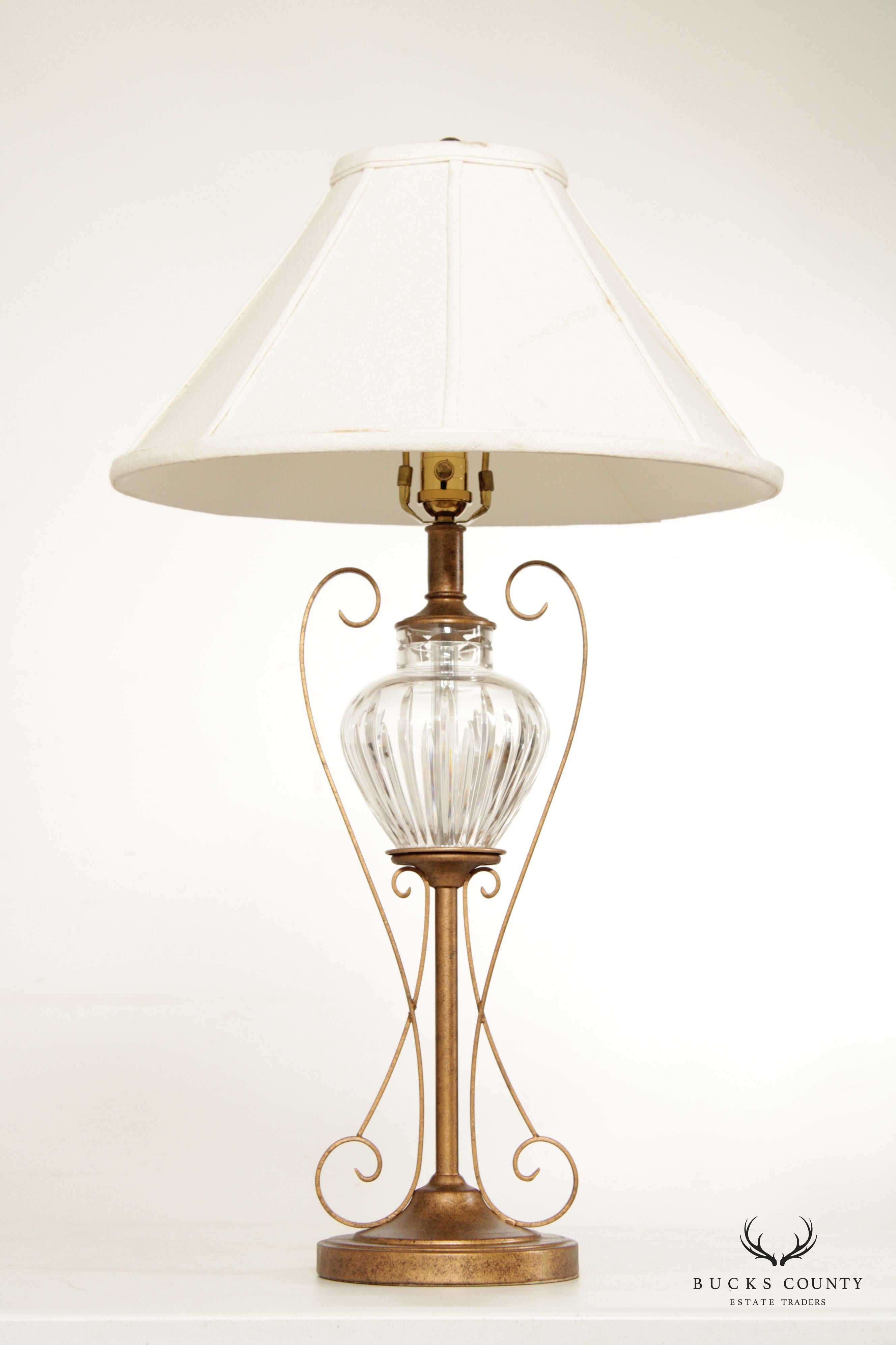 Waterford Cut Crystal Table Lamp with Silk Shade