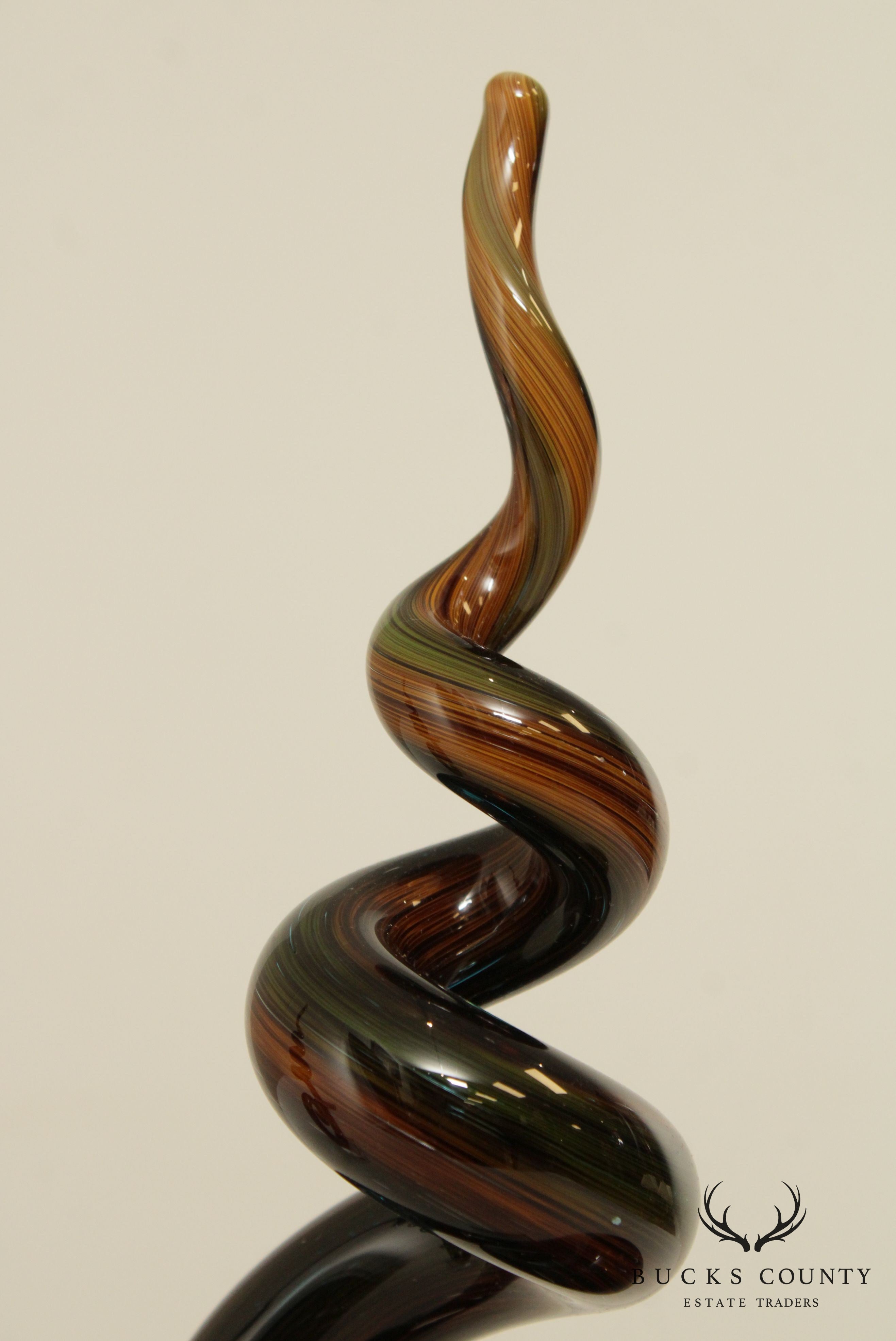 Quality Pair Murano Art Glass Spiral Sculptures