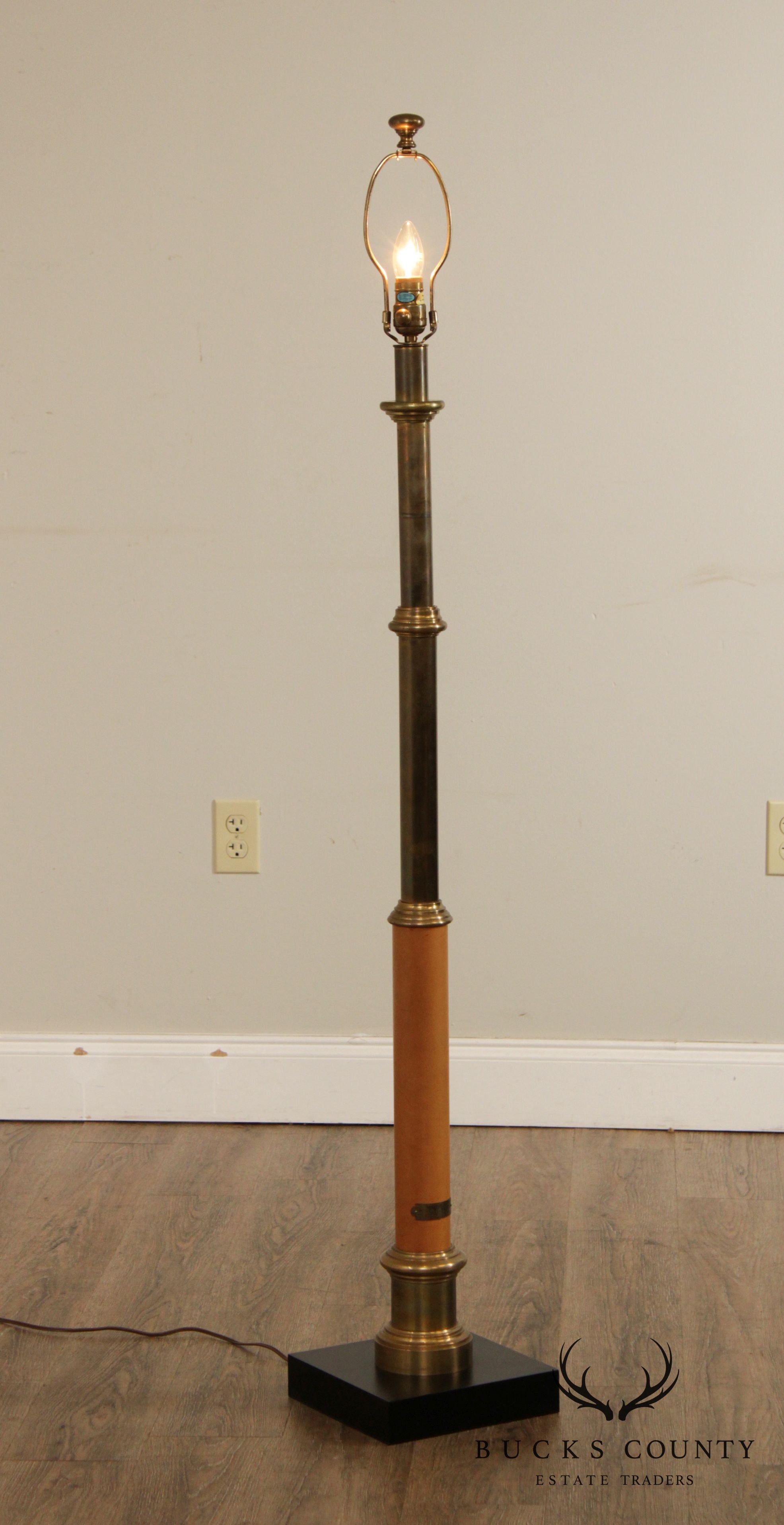 Chapman Vintage Leather Wrapped Brass Floor Lamp