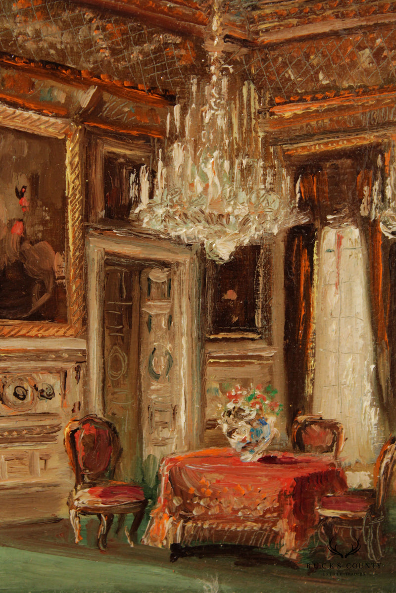 French Salon Interior Scene Oil Painting, by Zsuzsanna Suger
