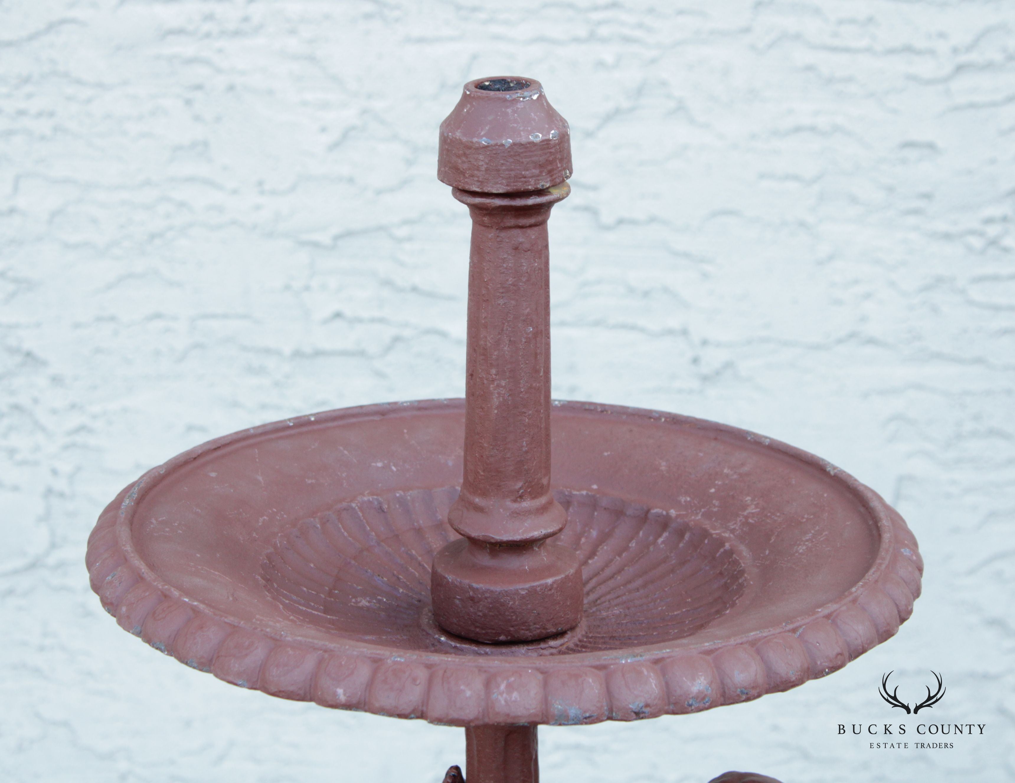 Antique Neoclassical Style Cast Iron Garden Fountain with Cherubs and Swans