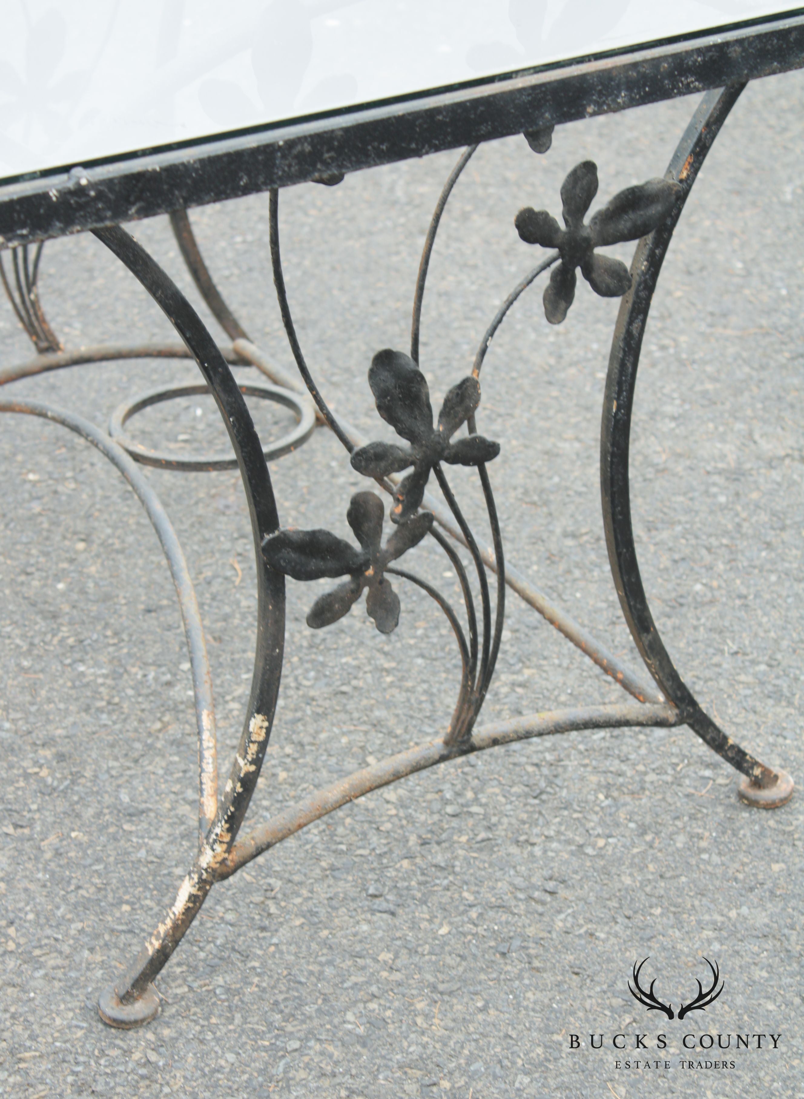 Salterini Vintage Wrought Iron Garden Table + 4 Chairs Dining Set