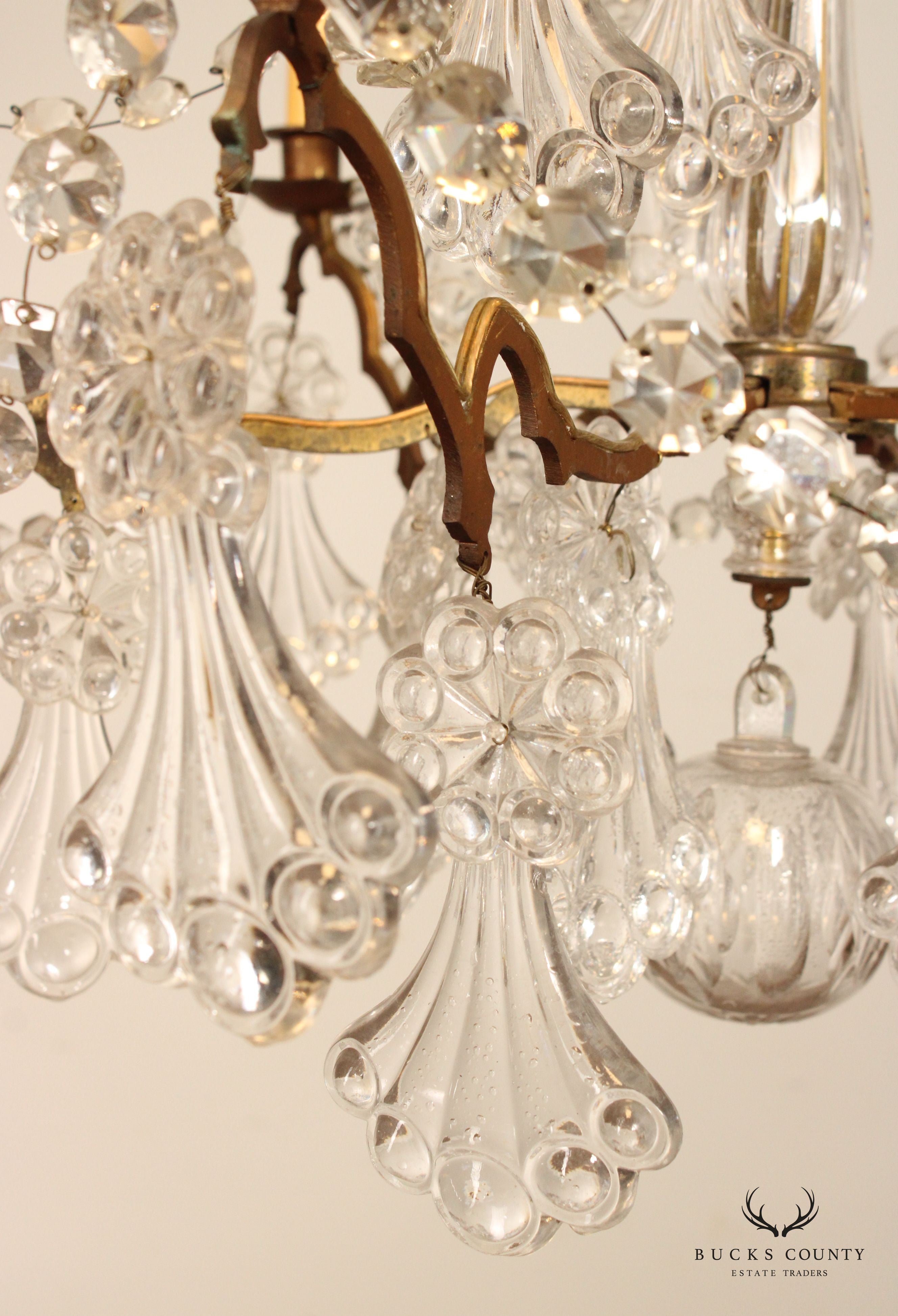 Antique French Style Nine Bulb Crystal Chandelier