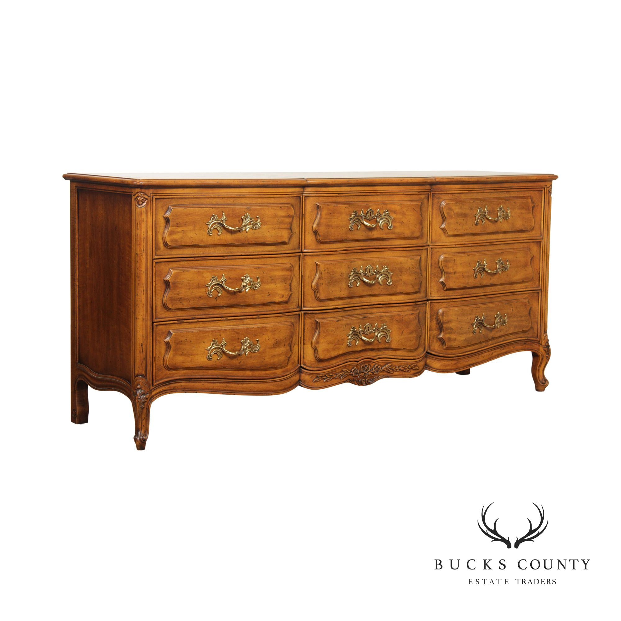 Henredon 'Villandry' French Provincial Style Walnut Triple Dresser