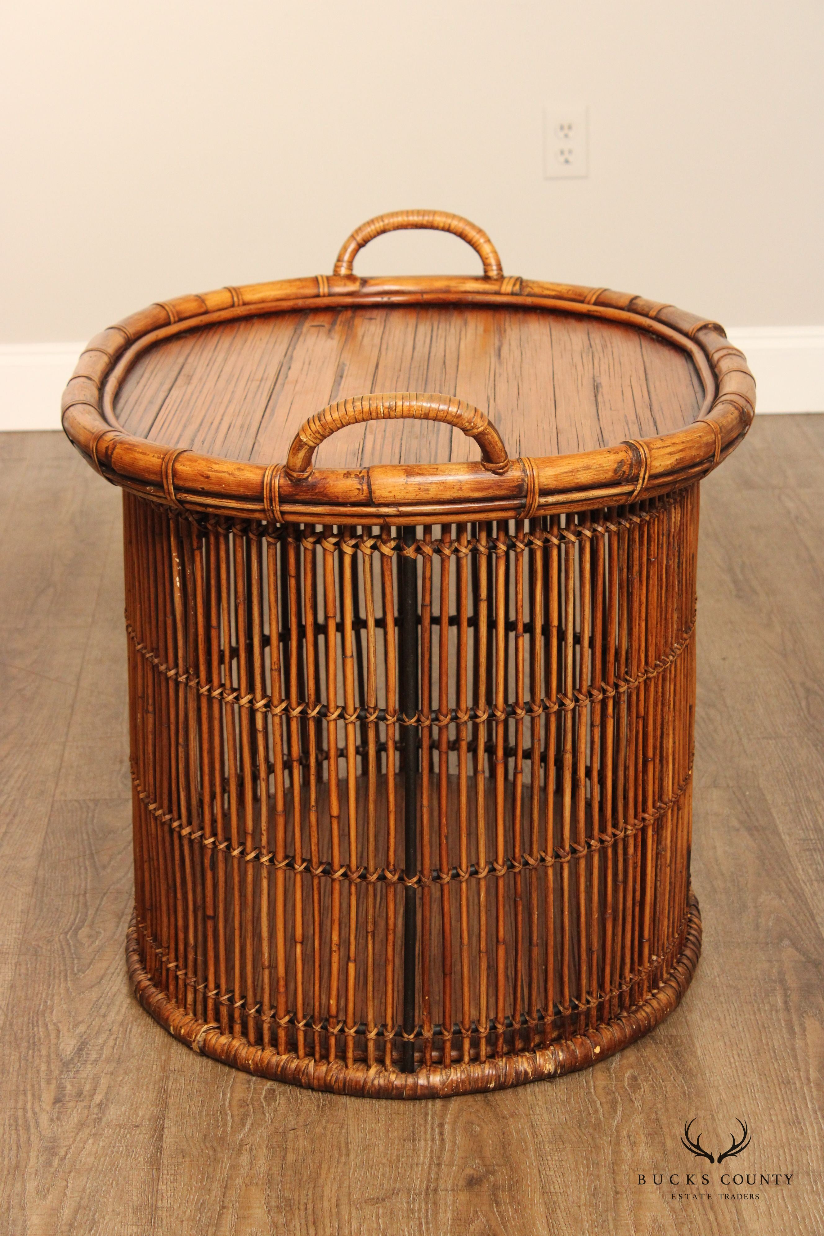 Palecek Bamboo and Rattan Oval Tray Table