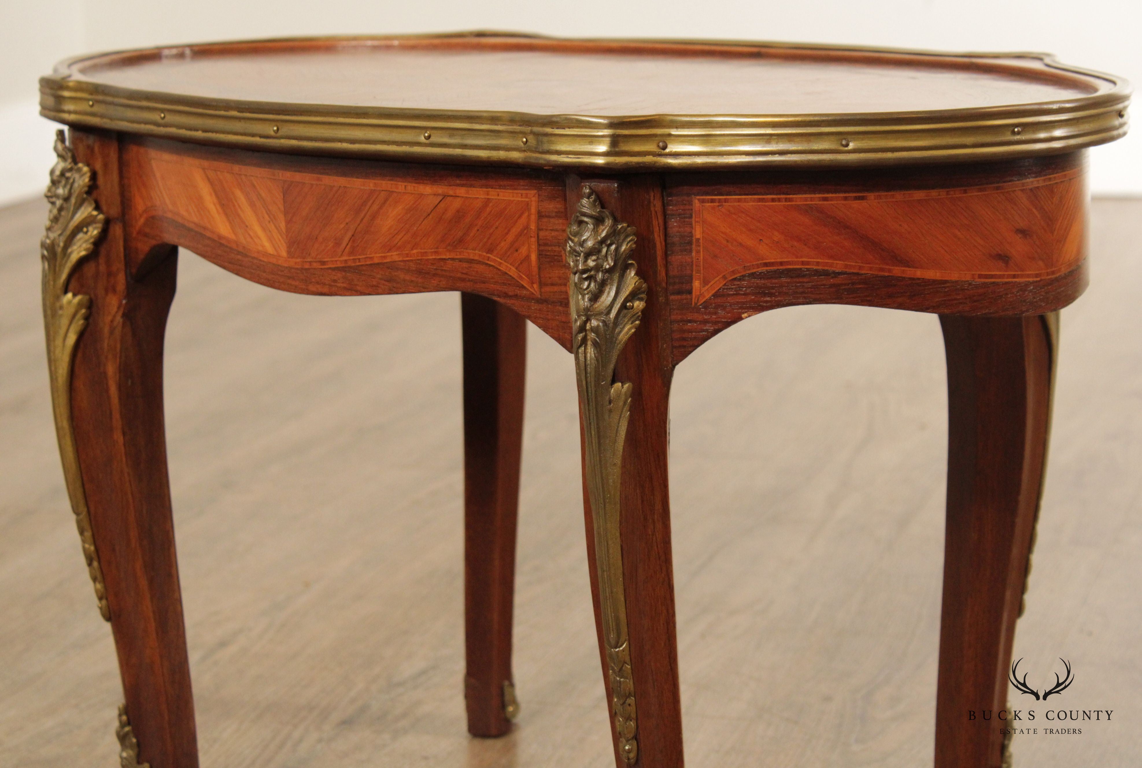 French Louis XV Marquetry Inlaid Cocktail Table