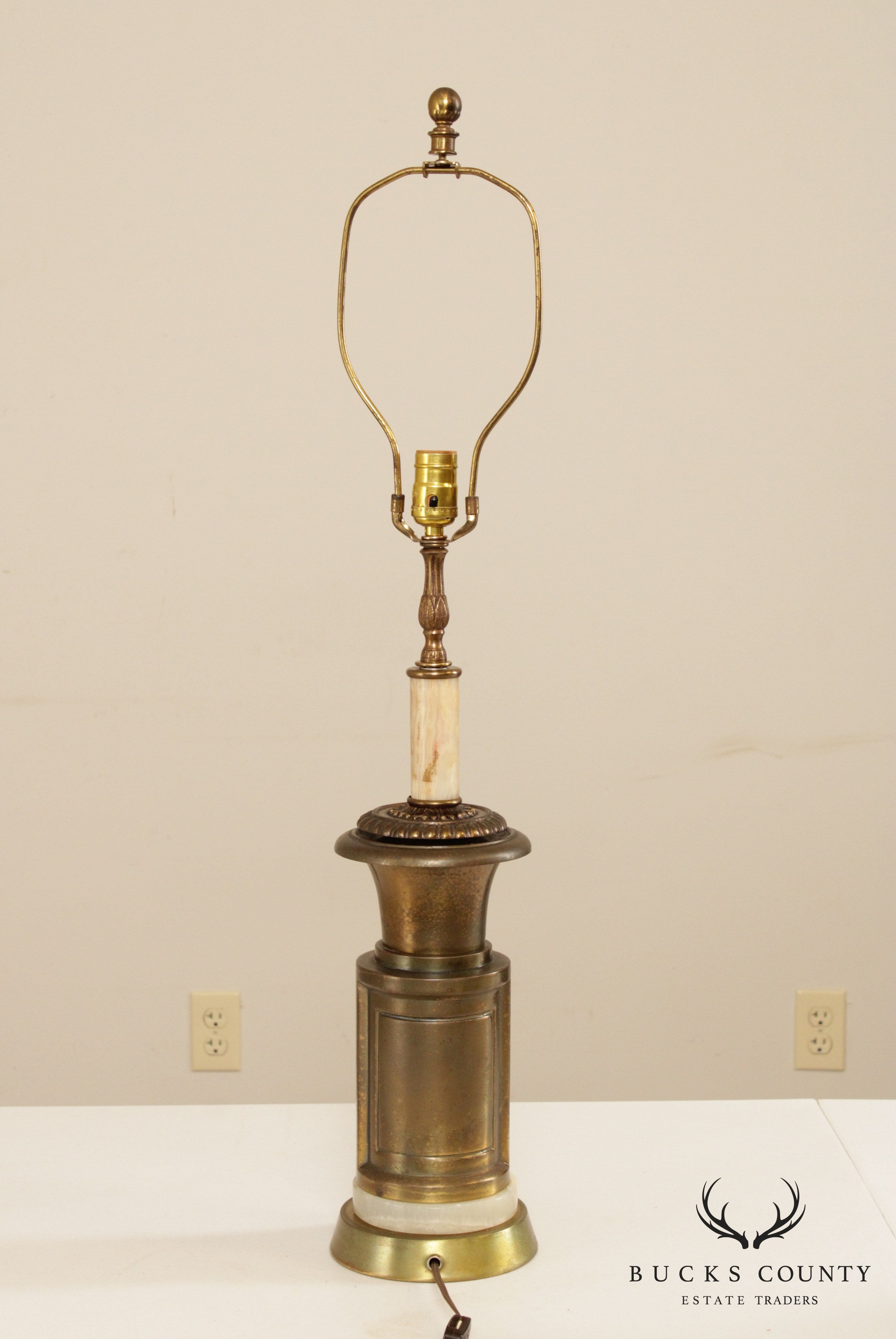 Vintage Unique Lamp with 'Ure Medicines'  Brass Canister Base and Onyx