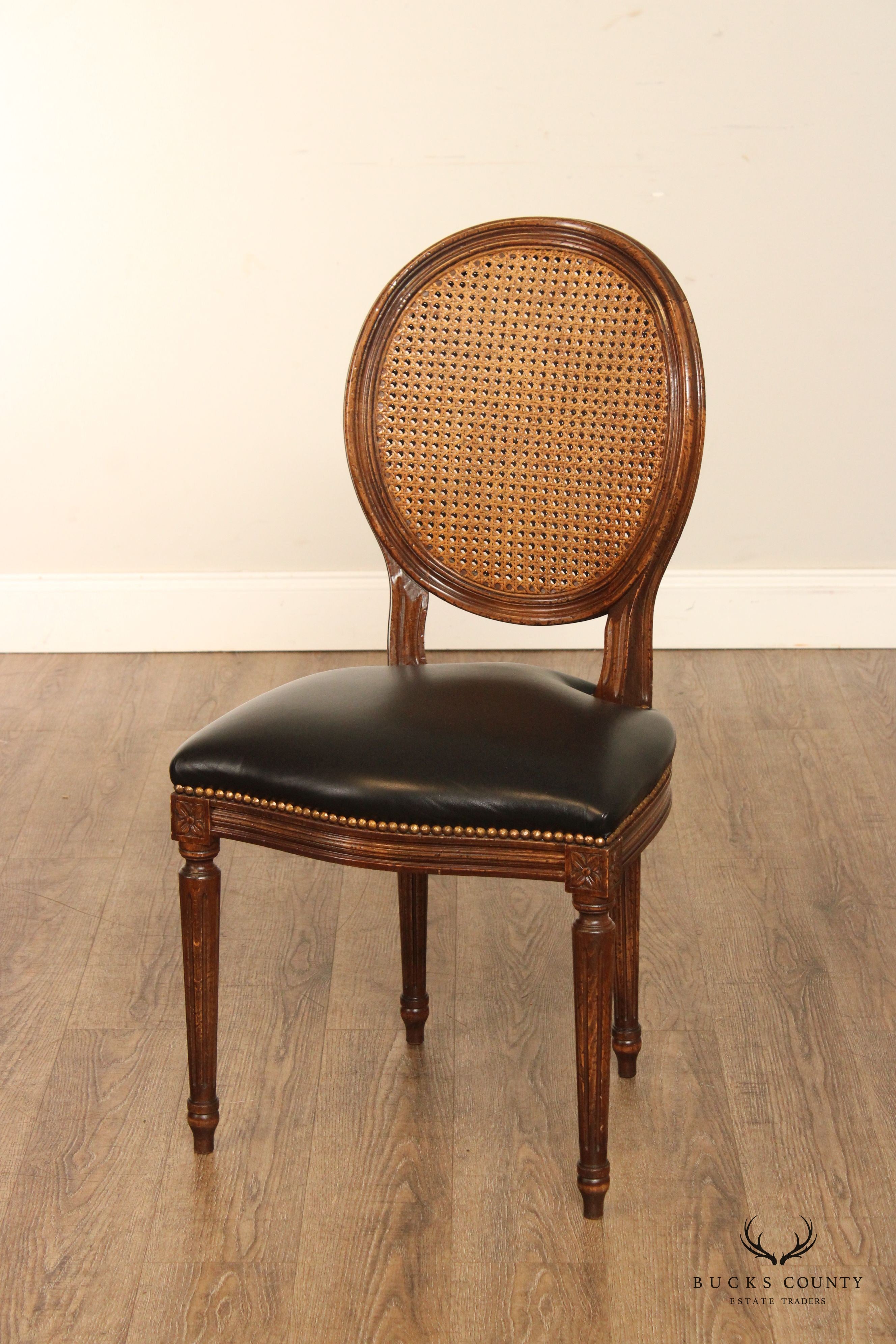 French Louis XVI Style Fruitwood Cane Side Chair