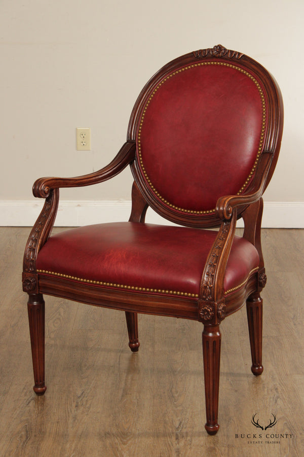 Hancock & Moore French Louis XVI Style Leather Upholstered Armchair